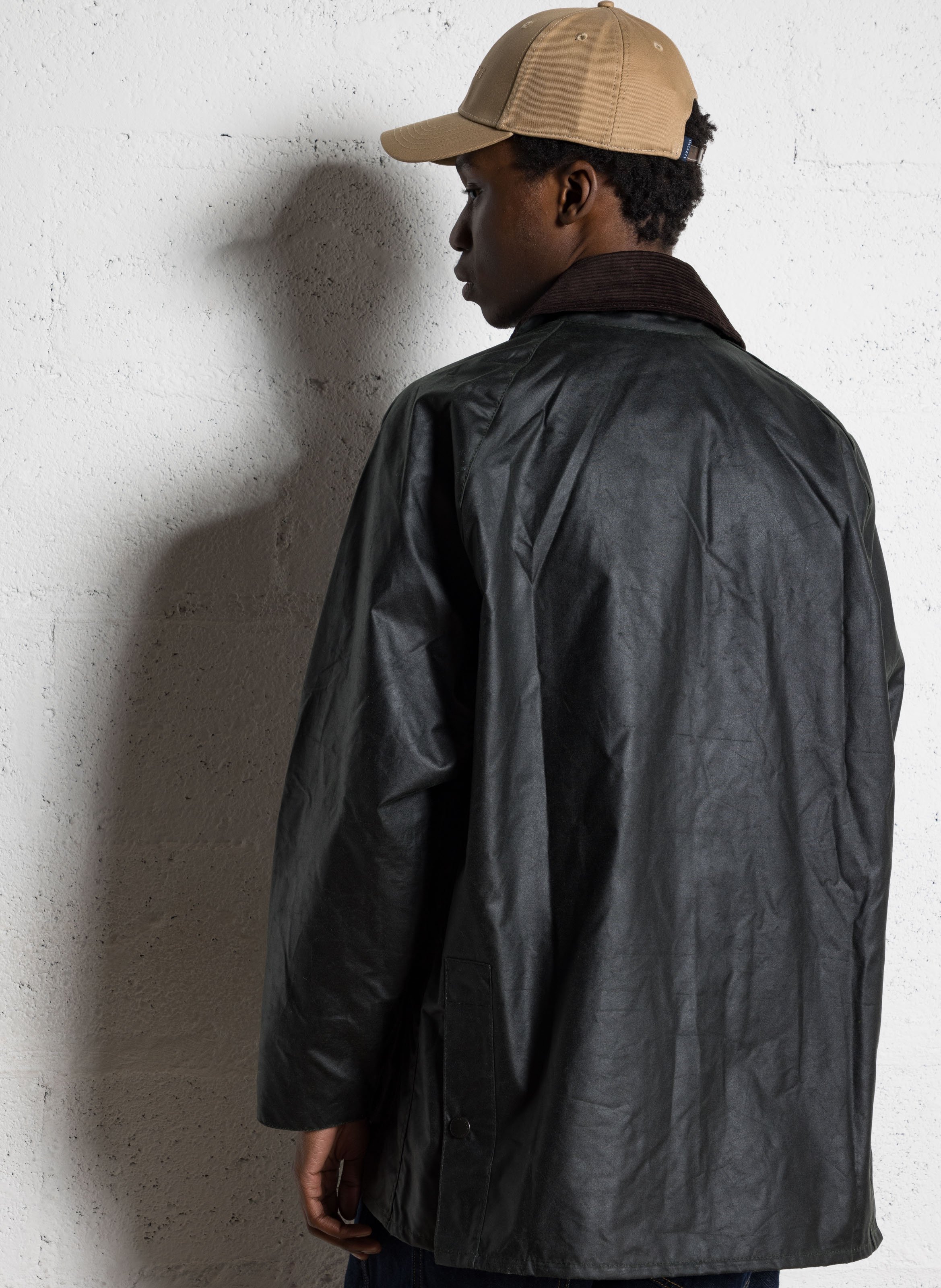 Rechte jas van gewaxt katoen met zakken BARBOUR Groen