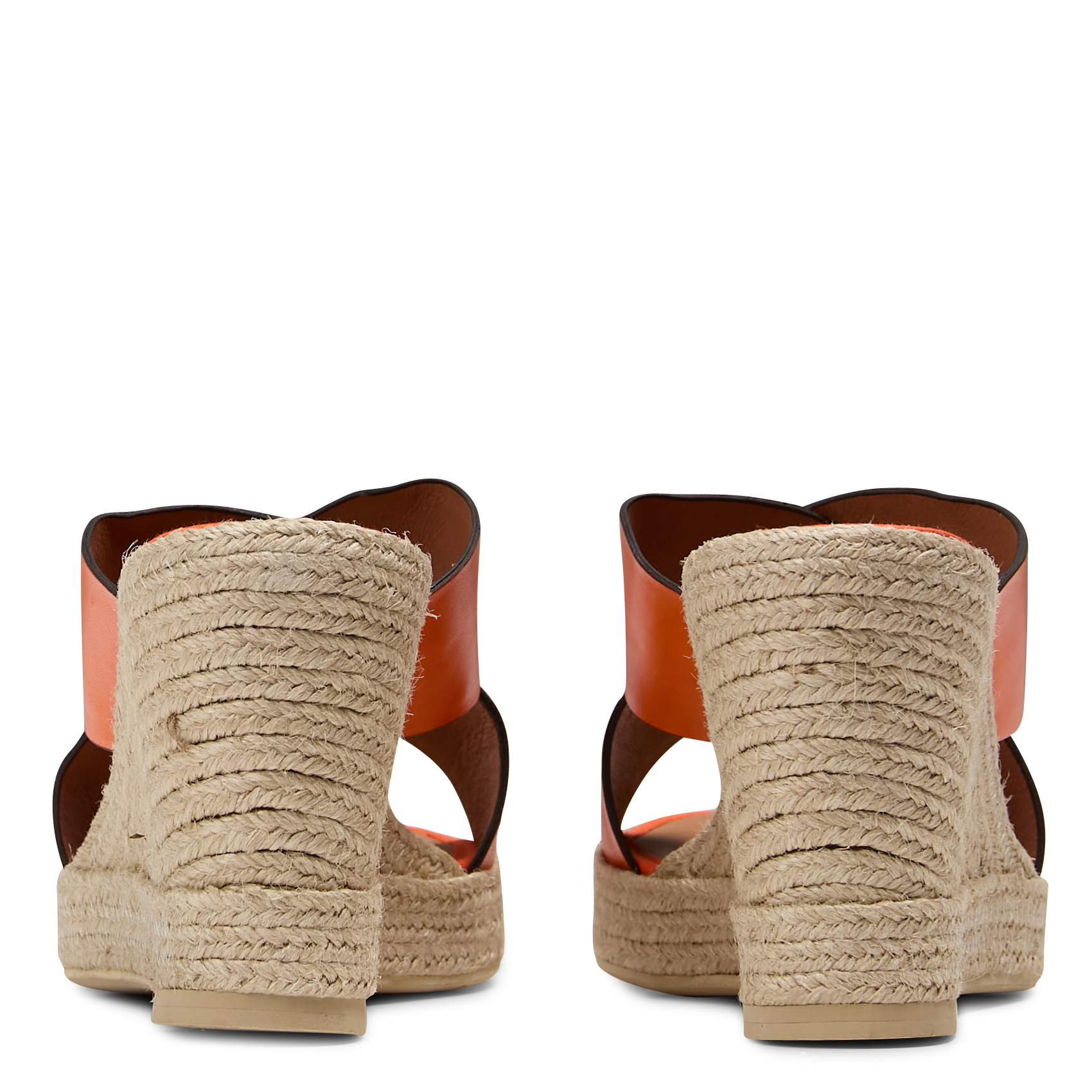 Mules compensées en cuir MON SOULIER Orange