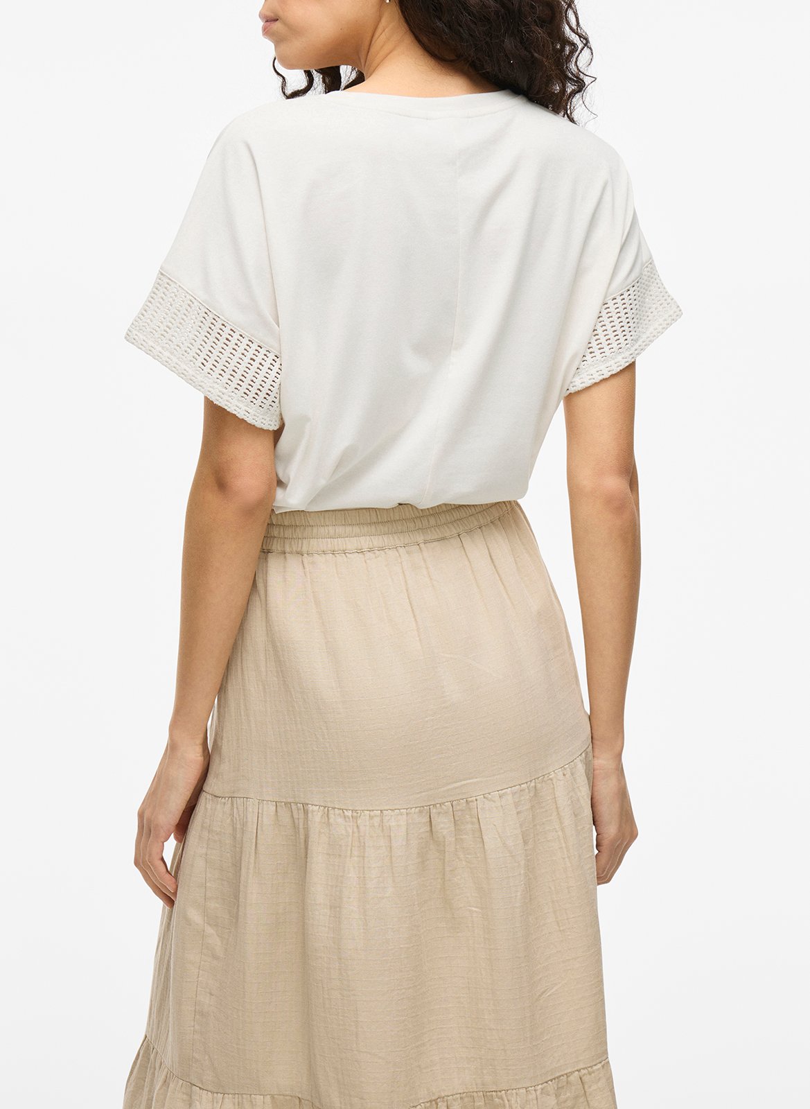 Straight t-shirt in mixed recycled fibers VILA Beige