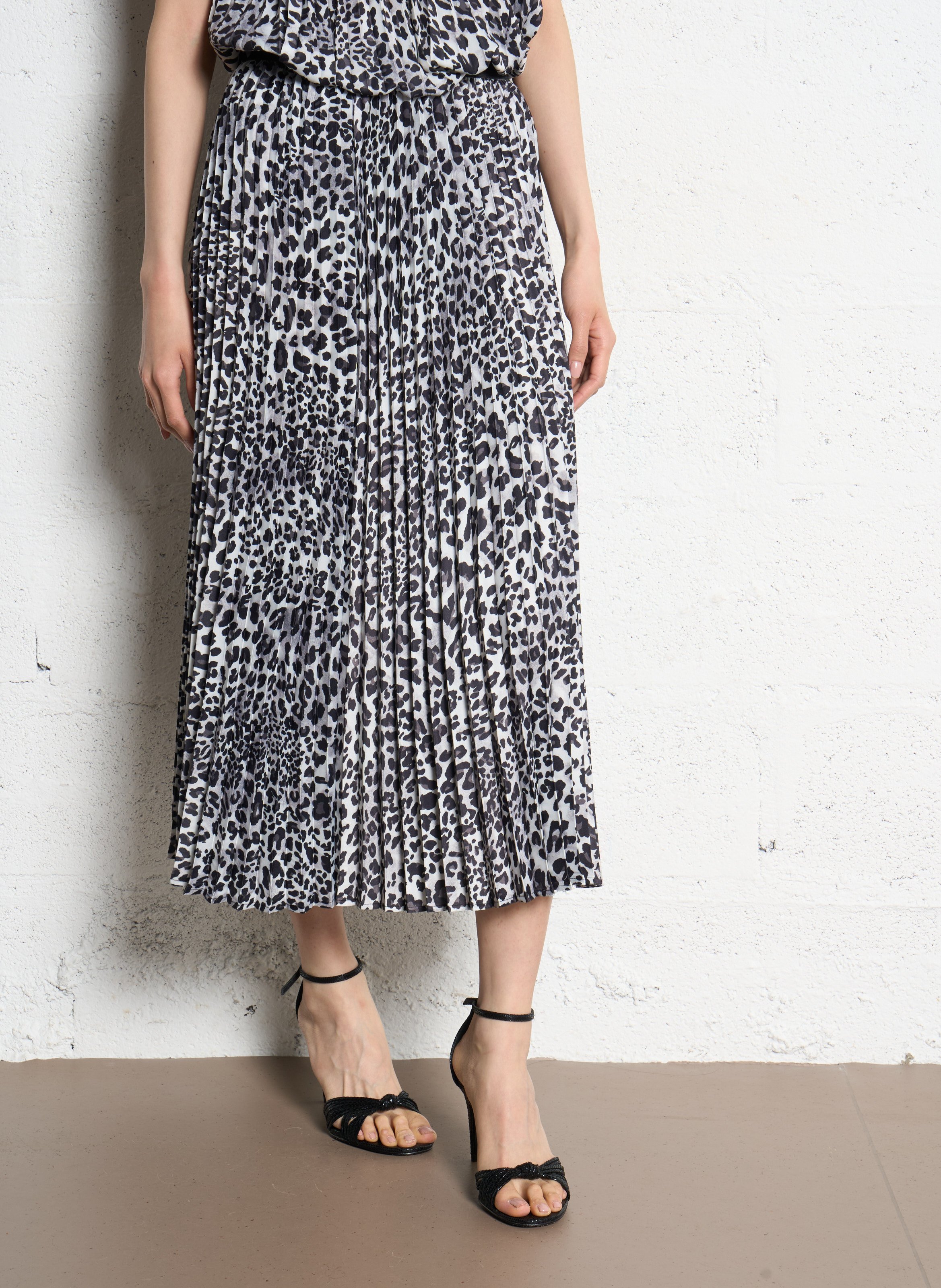 Jupe midi évasée IKKS Gris