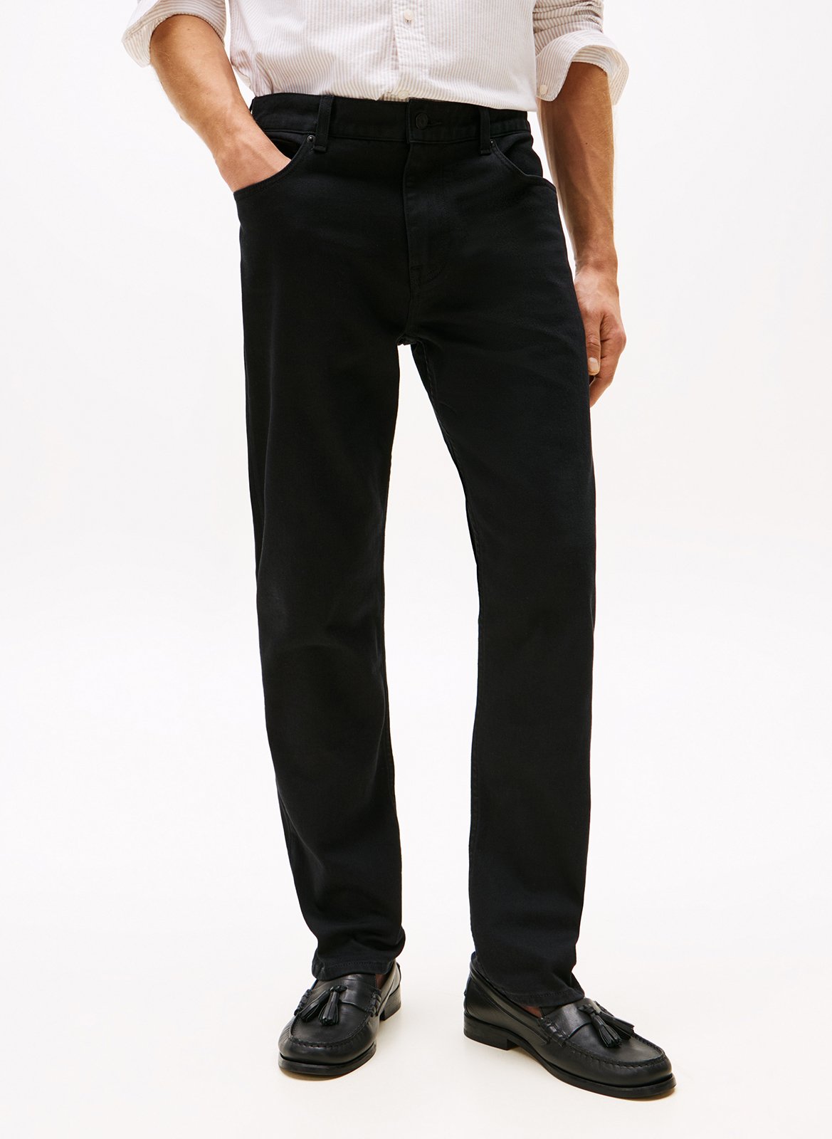 Katoenen straight fit pantalon TOMMY HILFIGER Zwart