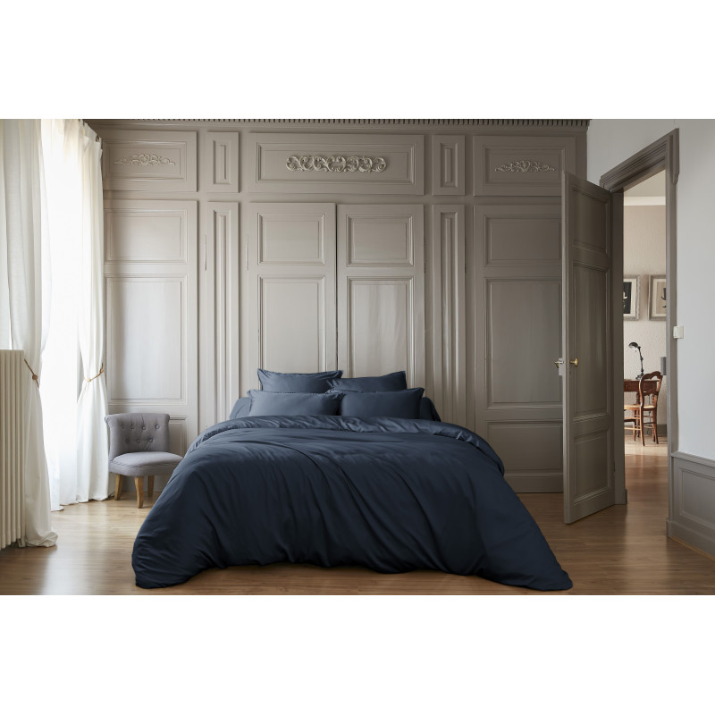 "Salomé" Bamboo Viscose Duvet Cover 120 threads/cm² L'EFFET PAPILLON Blue