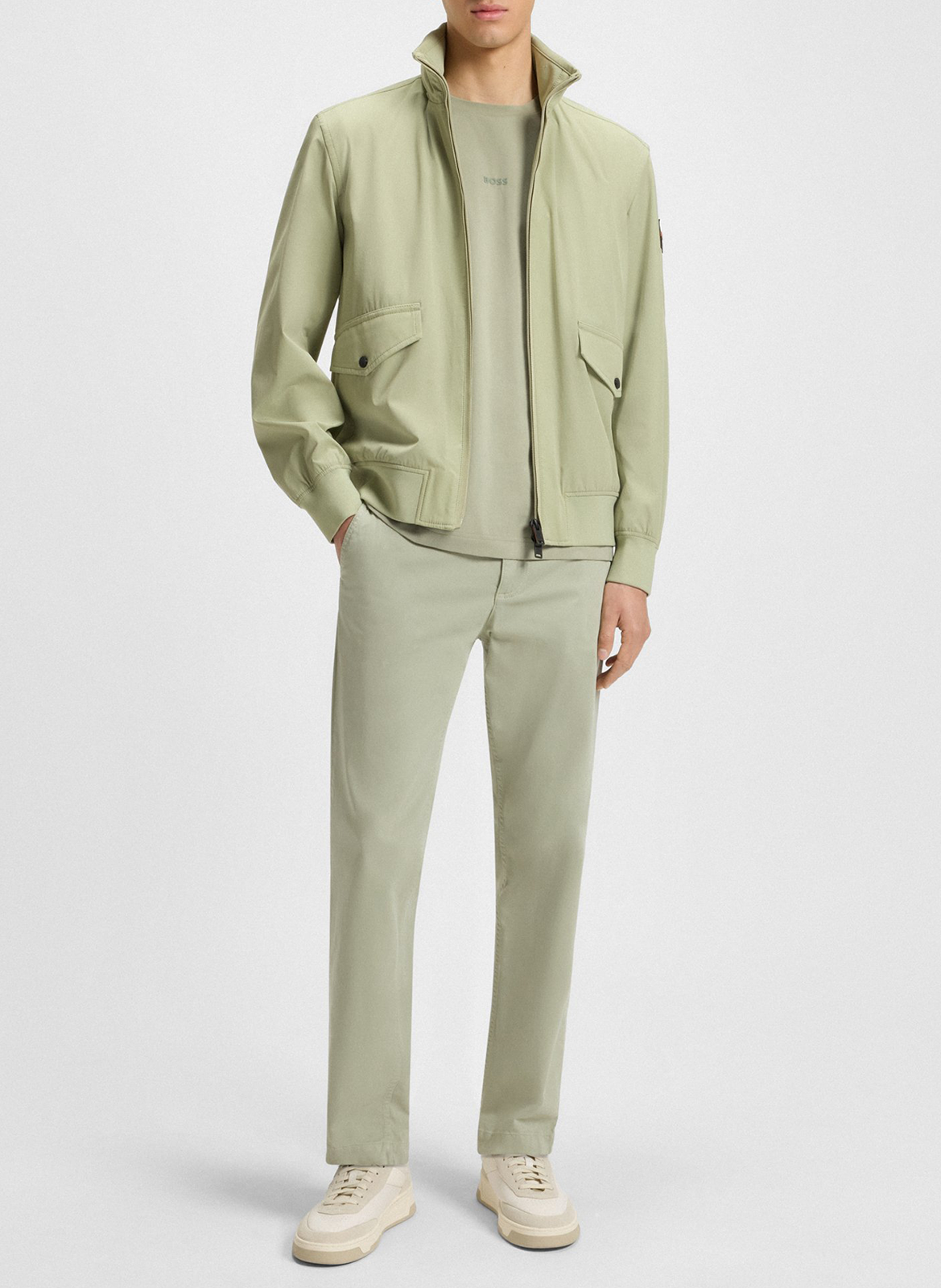 Basic cotton-mix T-shirt BOSS Khaki