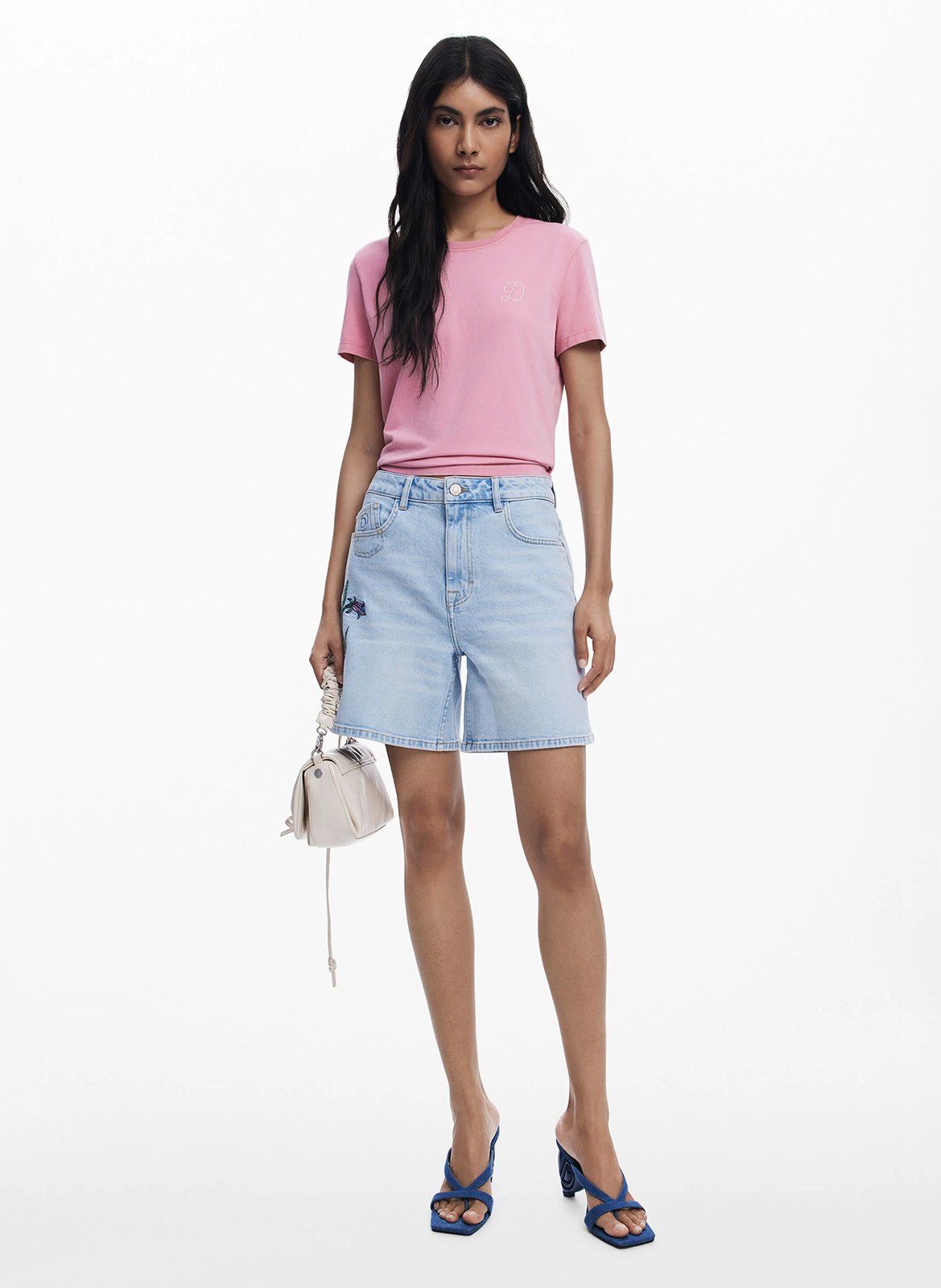 Bermuda droit en coton mélangé DESIGUAL Bleu