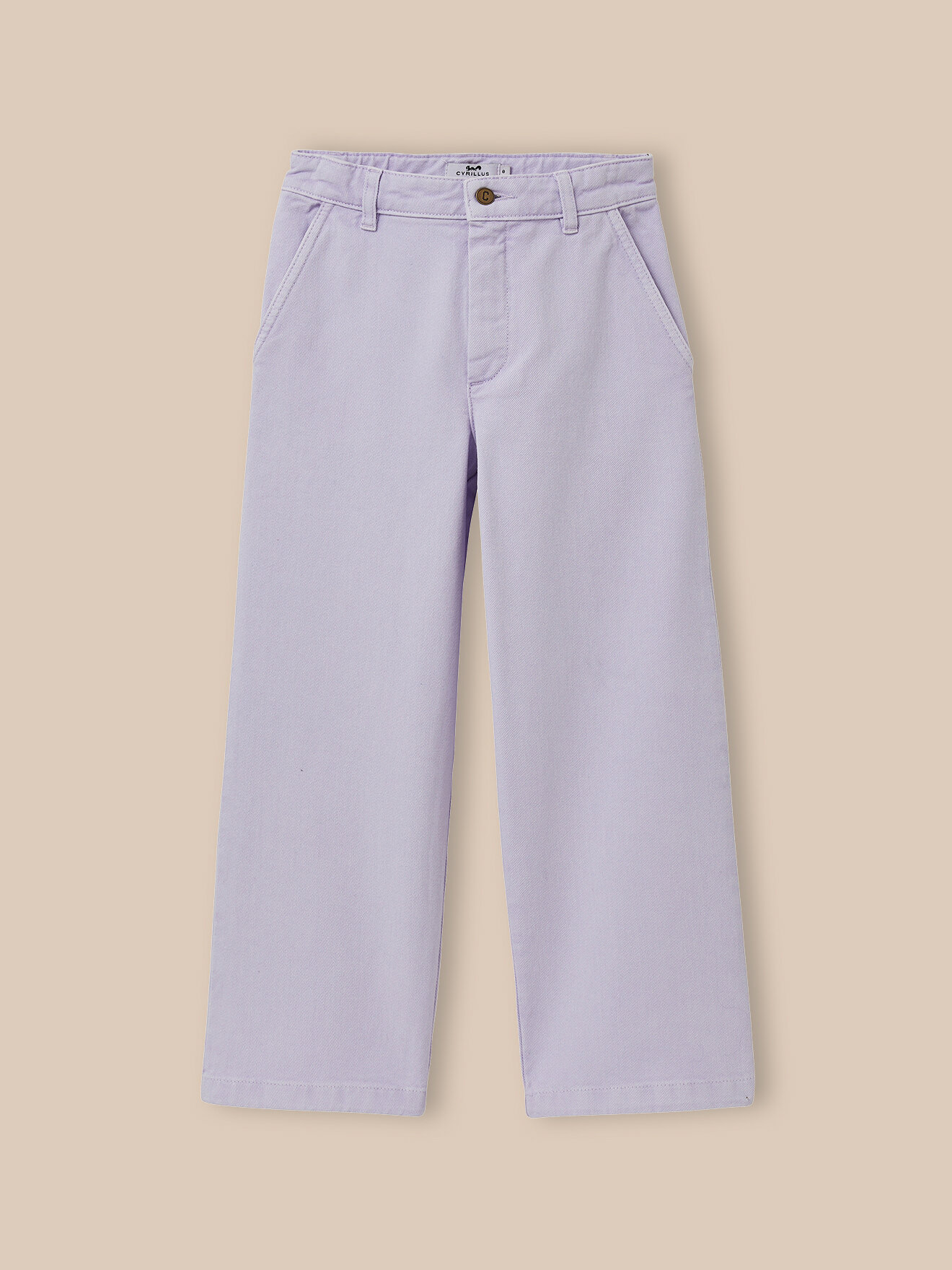 Wide leg twill pants CYRILLUS Purple