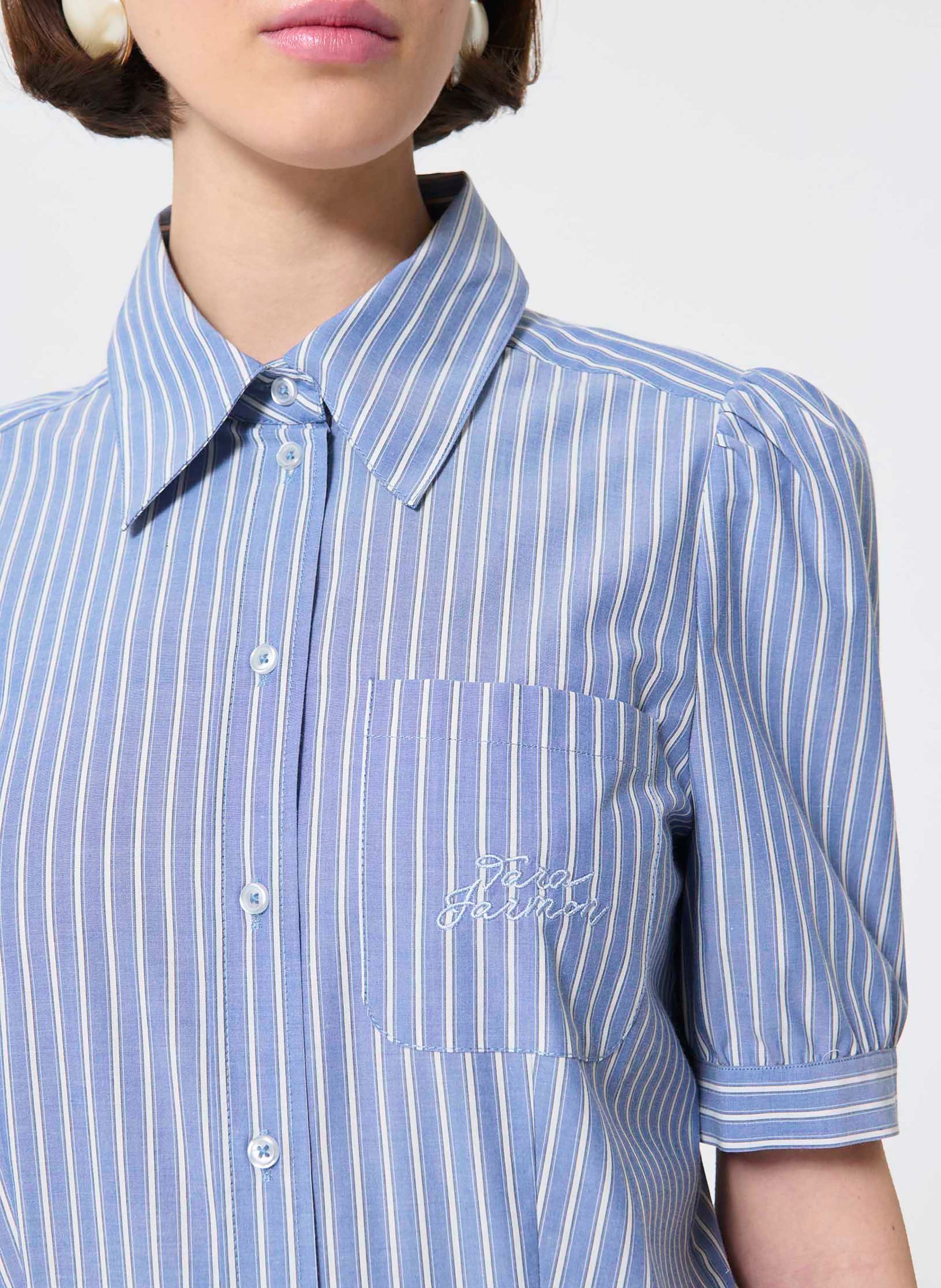 Chemise col classique en coton TARA JARMON Bleu