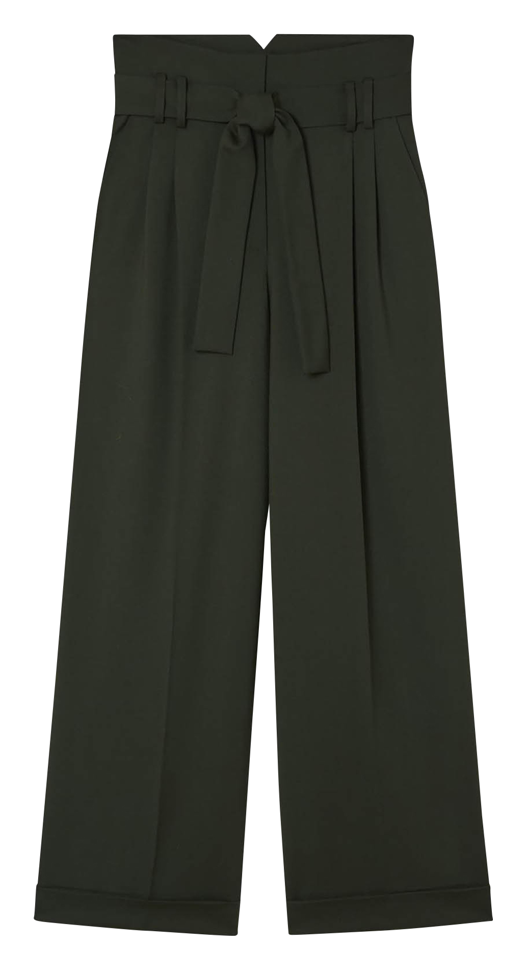 Pantalon large taille haute en laine mélangée TARA JARMON Vert