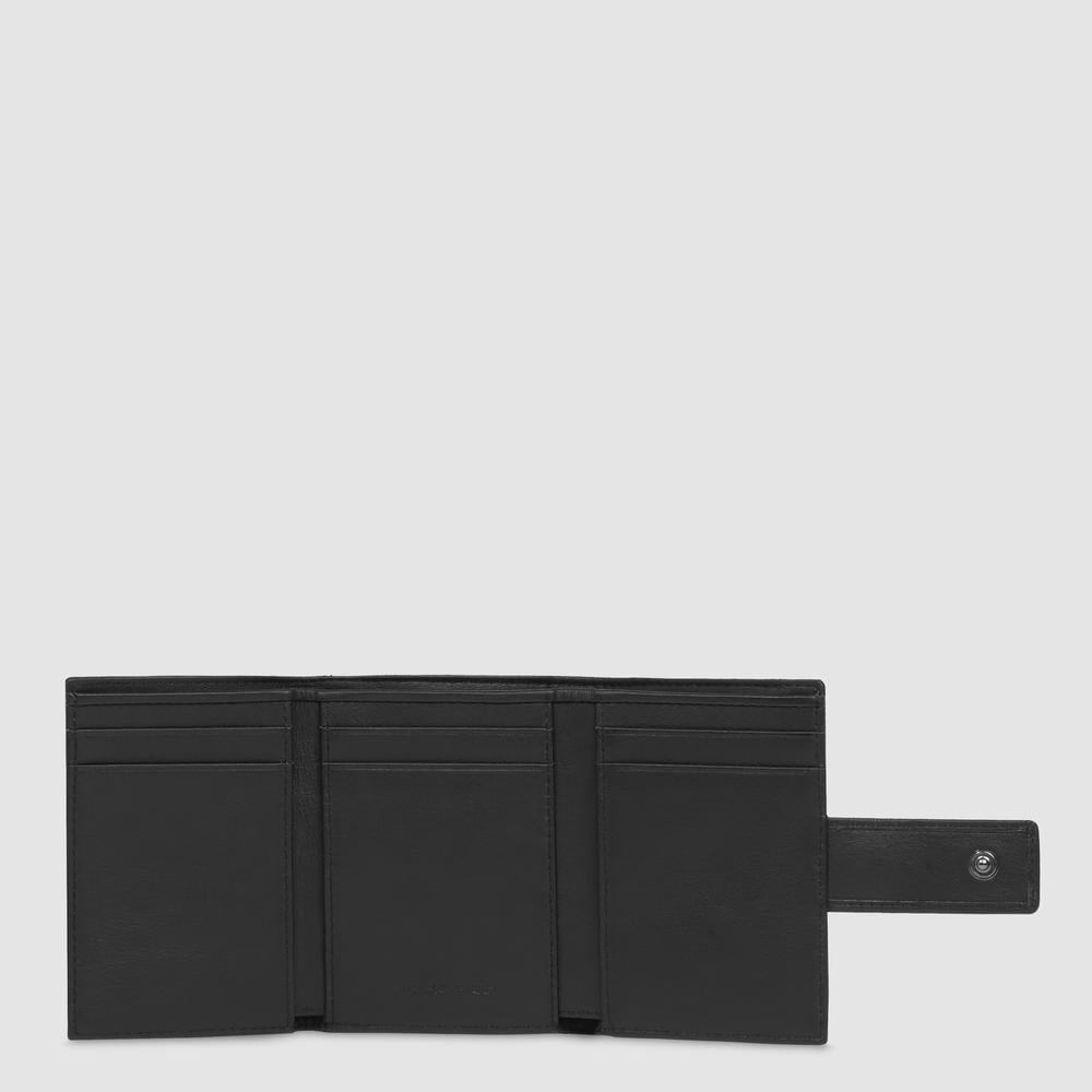 Portefeuille homme trifold à poche monnaie PIQUADRO Black