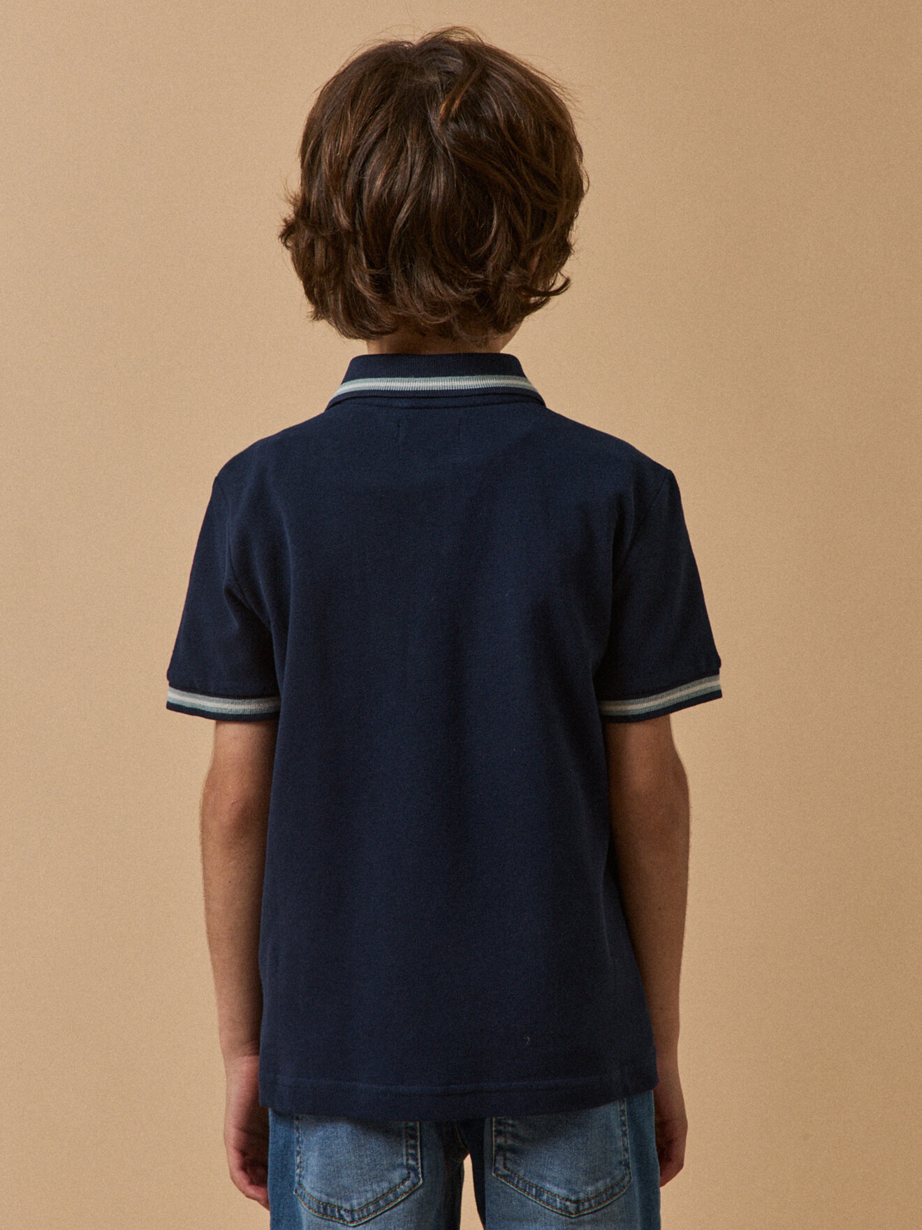 Organic cotton piqué knit polo shirt CYRILLUS Blue