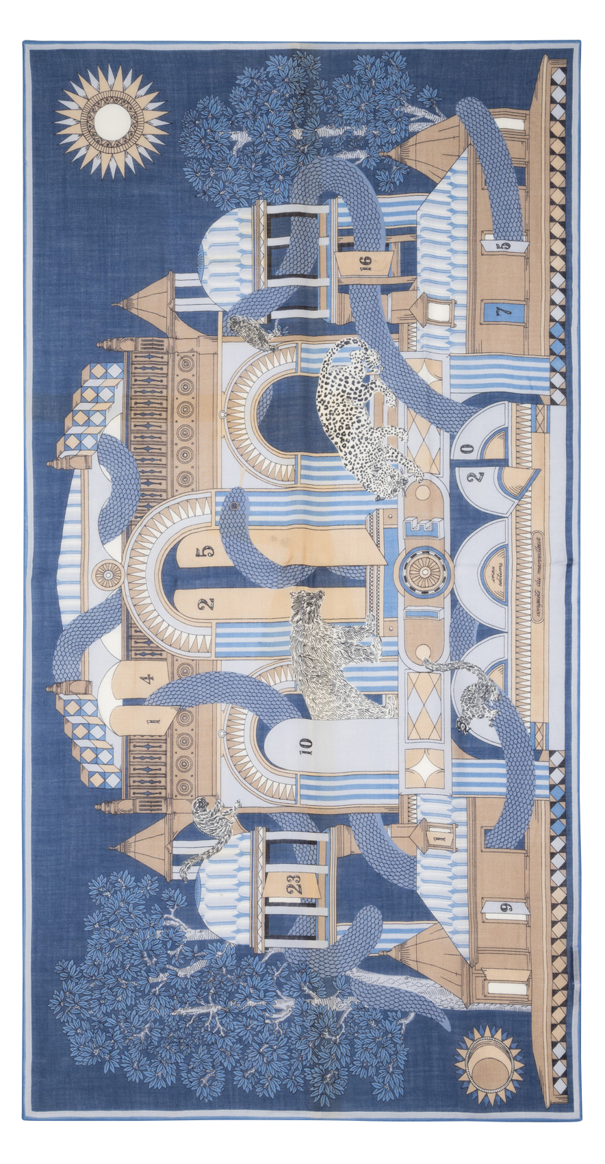 Etole rectangulaire imprimée en laine INOUI EDITIONS Bleu