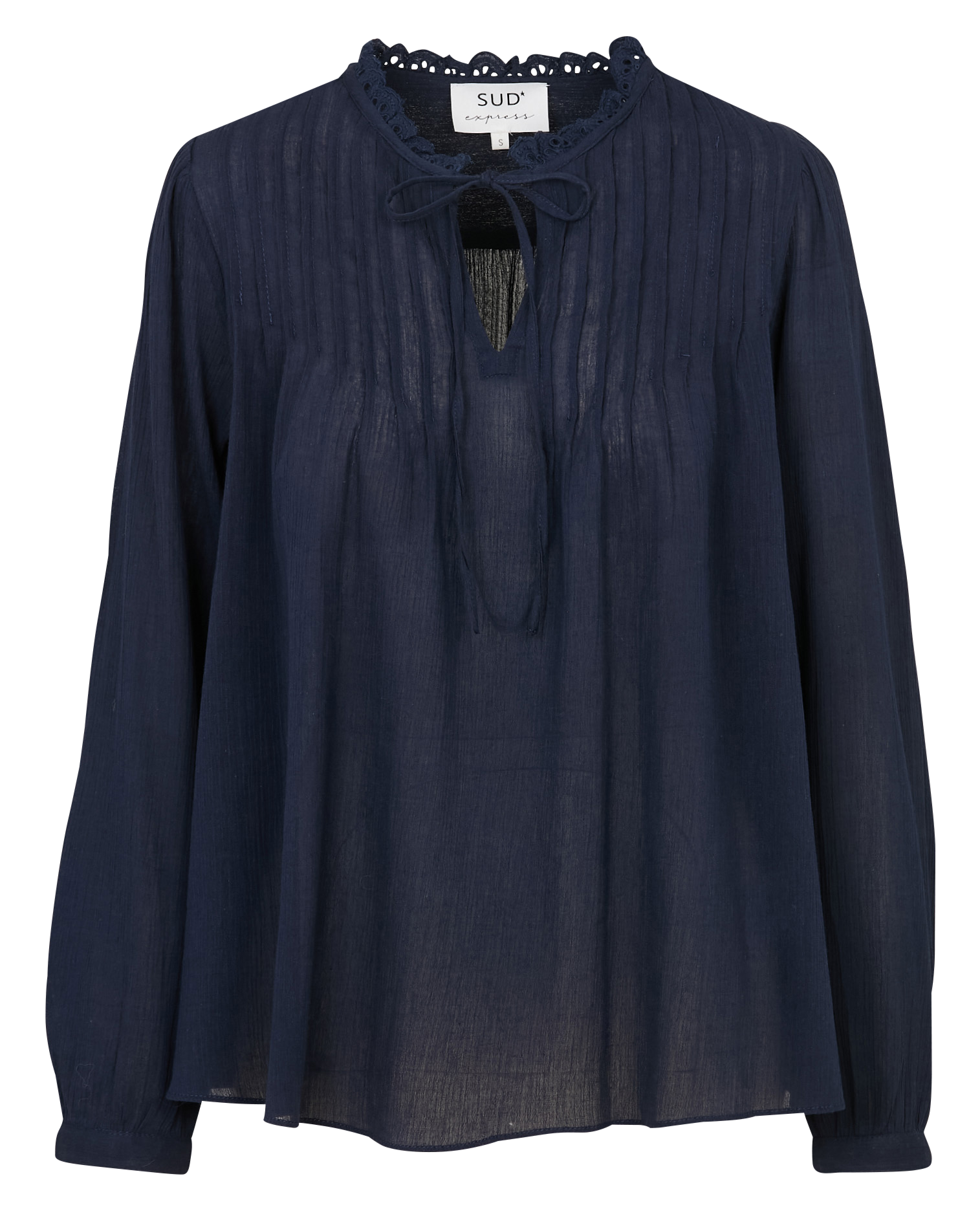 Blouse col tunisien  SUD EXPRESS Bleu