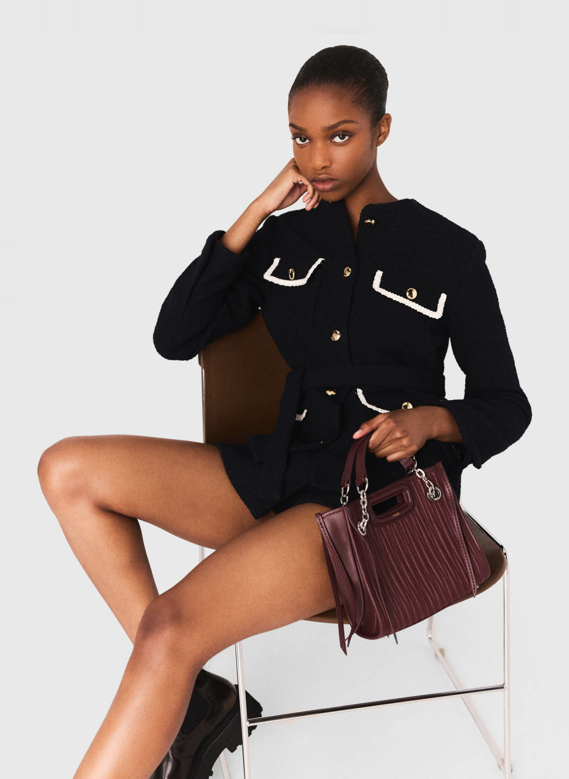 Veste col rond  MAJE Bleu