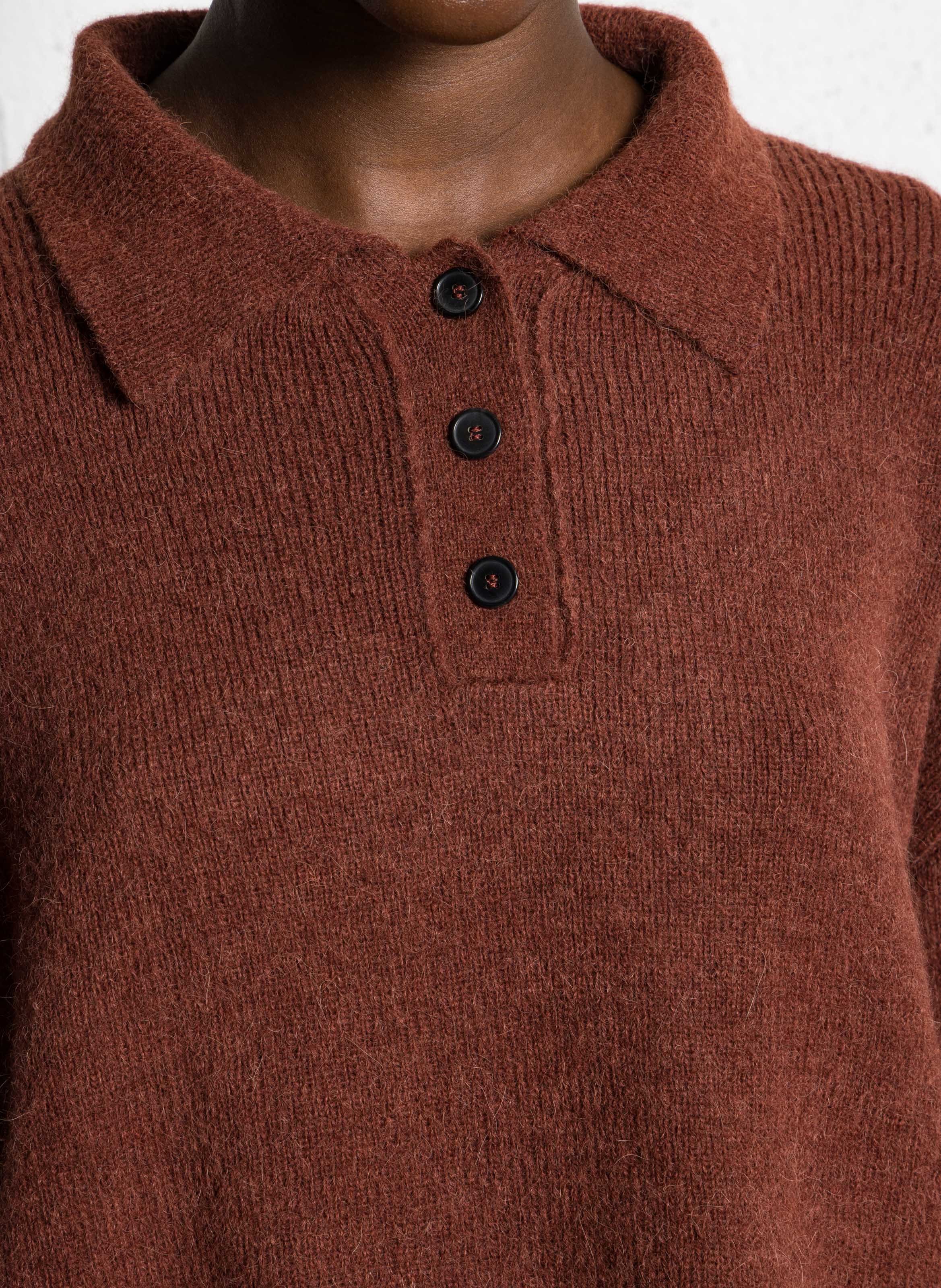 Pull oversize col classique en laine mélangée MASSCOB Rouge