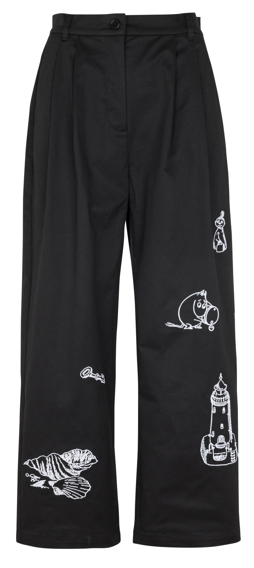 Wijde broek van gemengd katoen RUE DE TOKYO Zwart