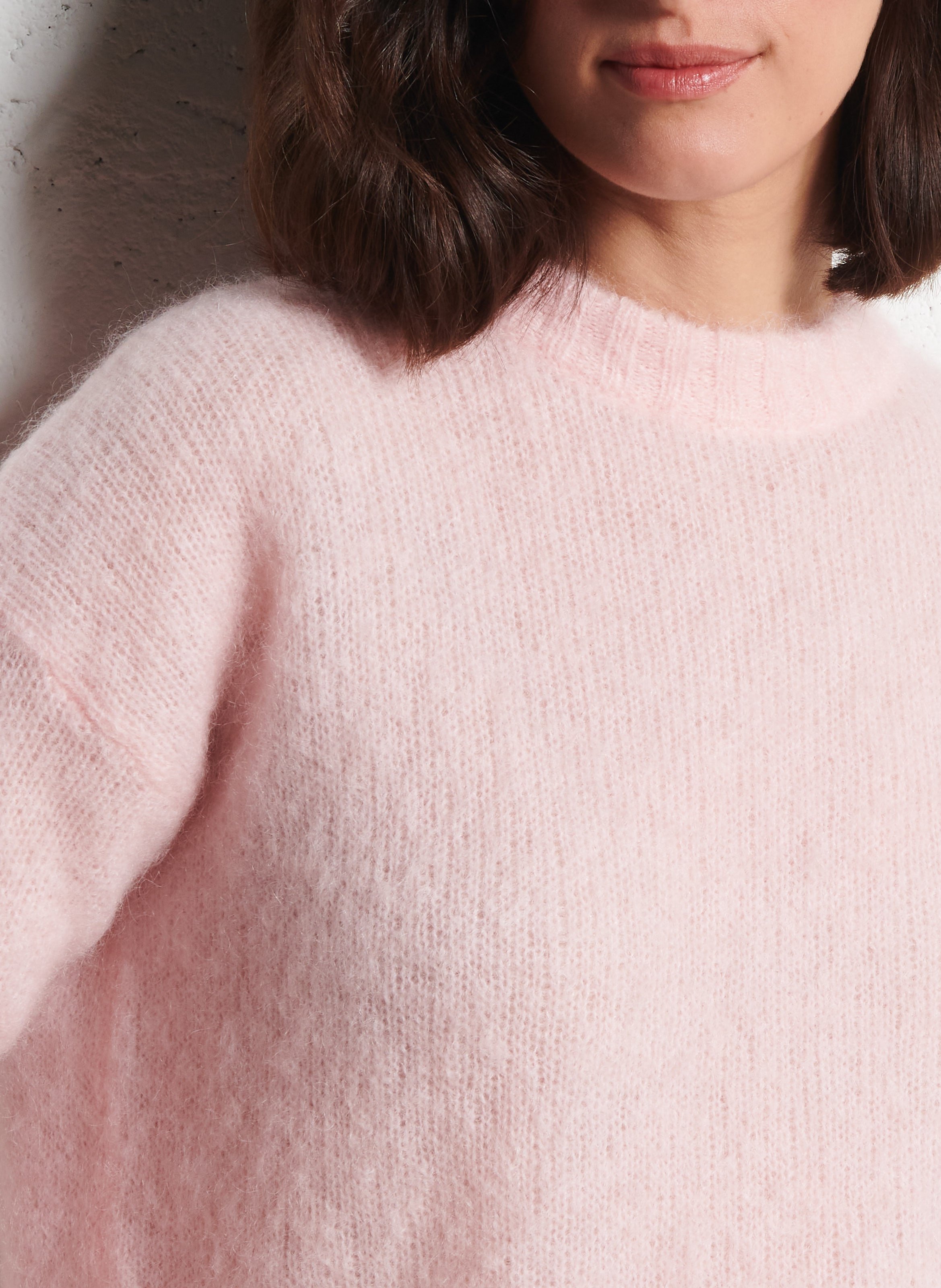 Loose-fit round-neck mohair-blend sweater HOD PARIS Pink