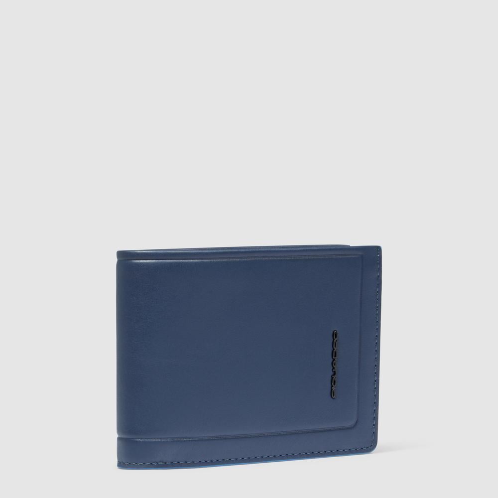 Men's leather wallet with coin pocket and RFID protection PIQUADRO Blue