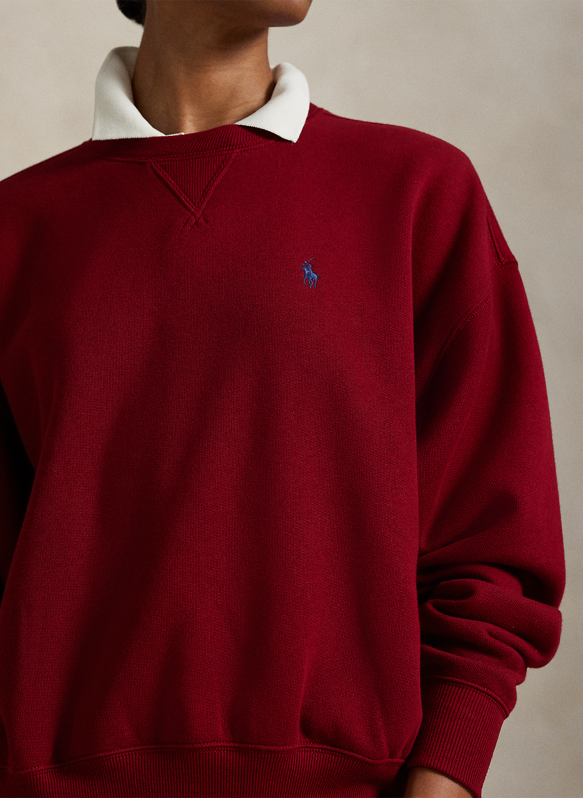 Sweat col rond en coton mélangé POLO RALPH LAUREN Rouge