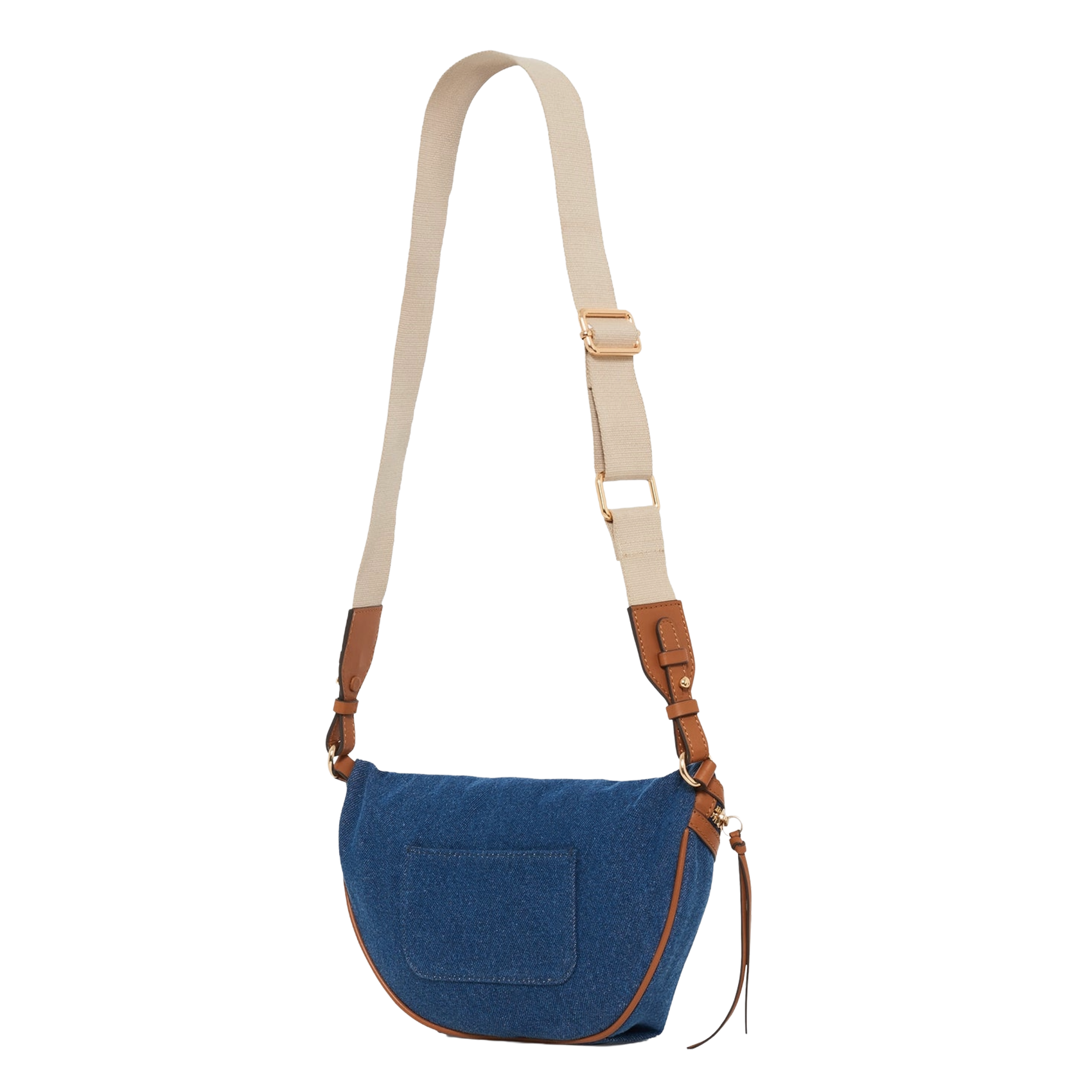 Cotton and printed leather bum bag PABLO Blue