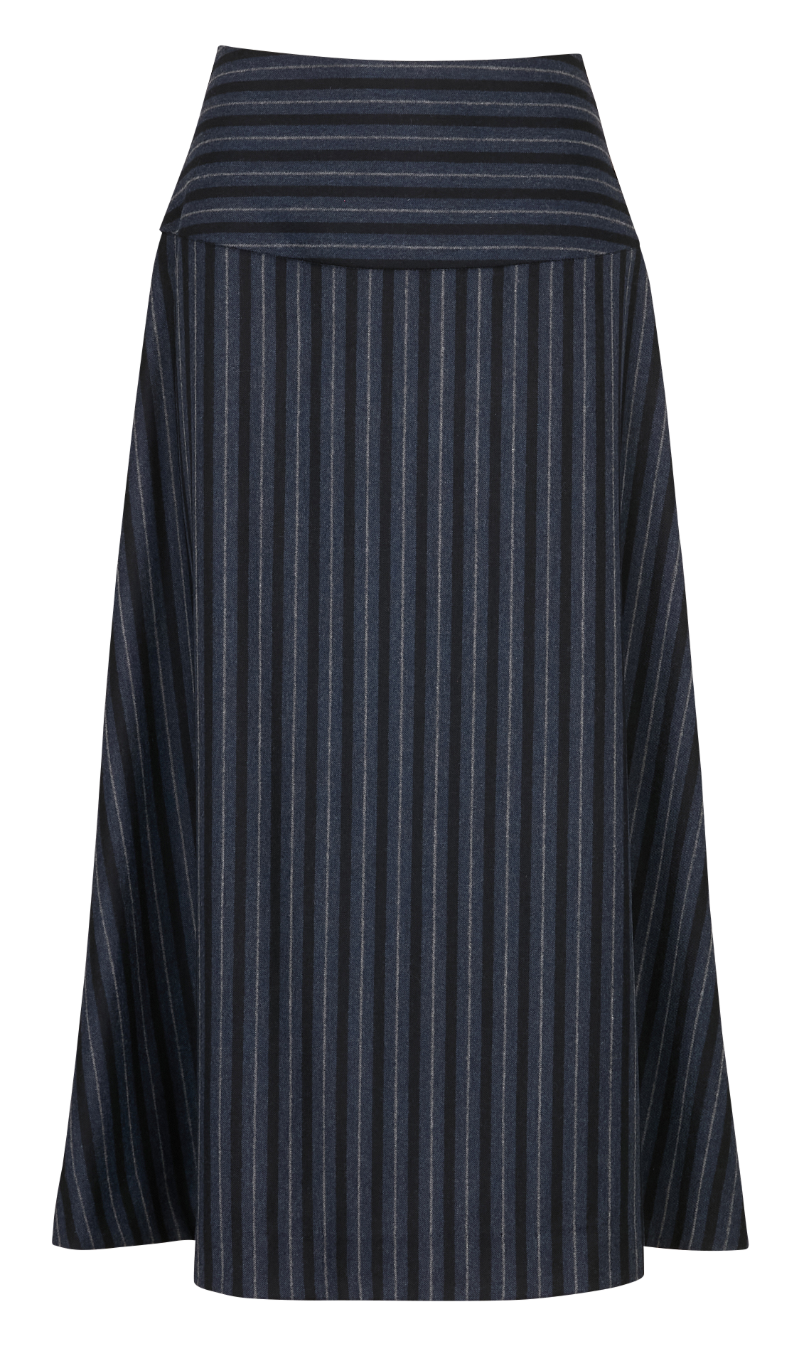 Jupe midi en laine mélangée rayée SOPHIE+LUCIE Bleu