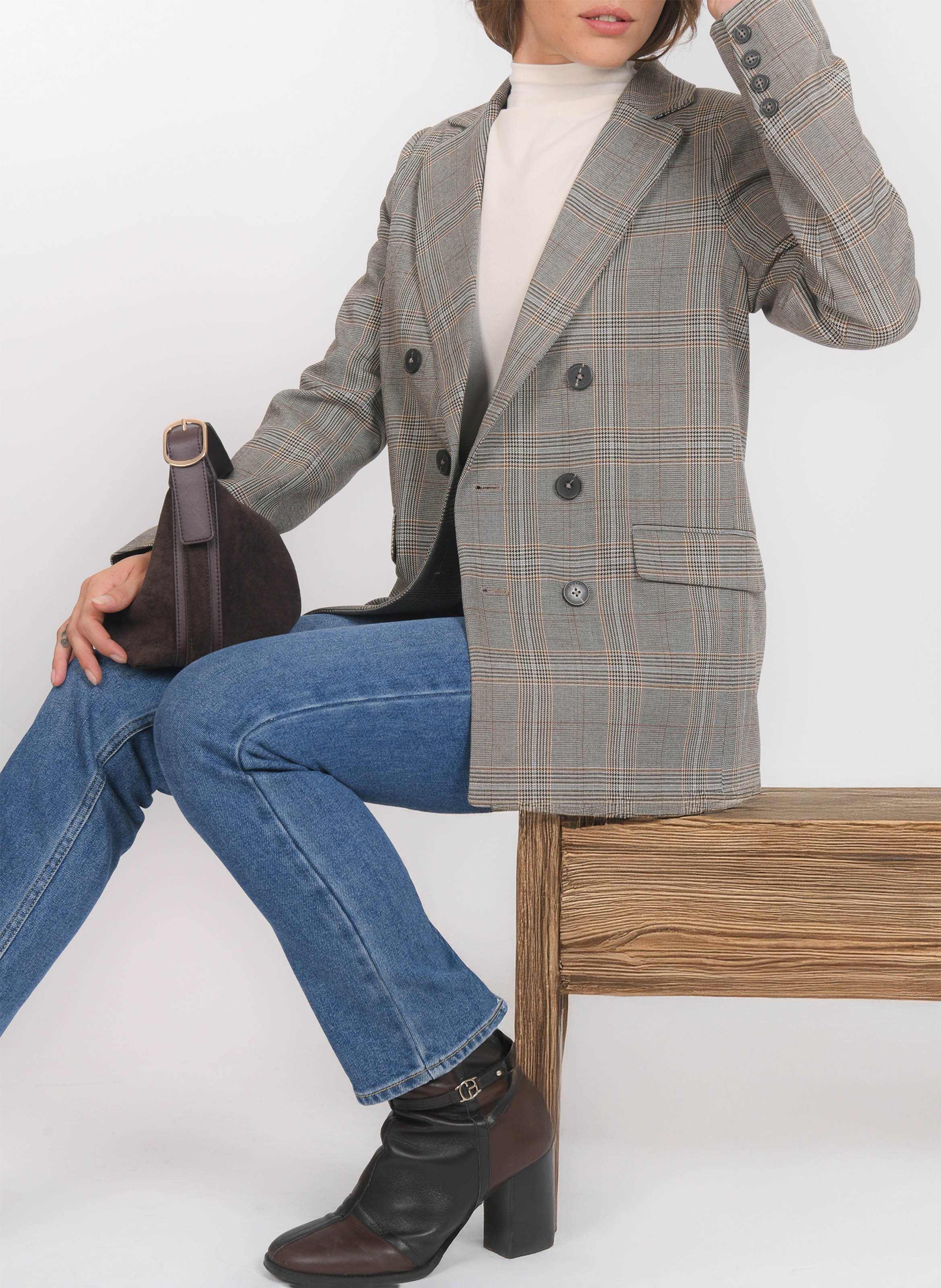 Getailleerd, geruit jasje KOOKAI Bruin