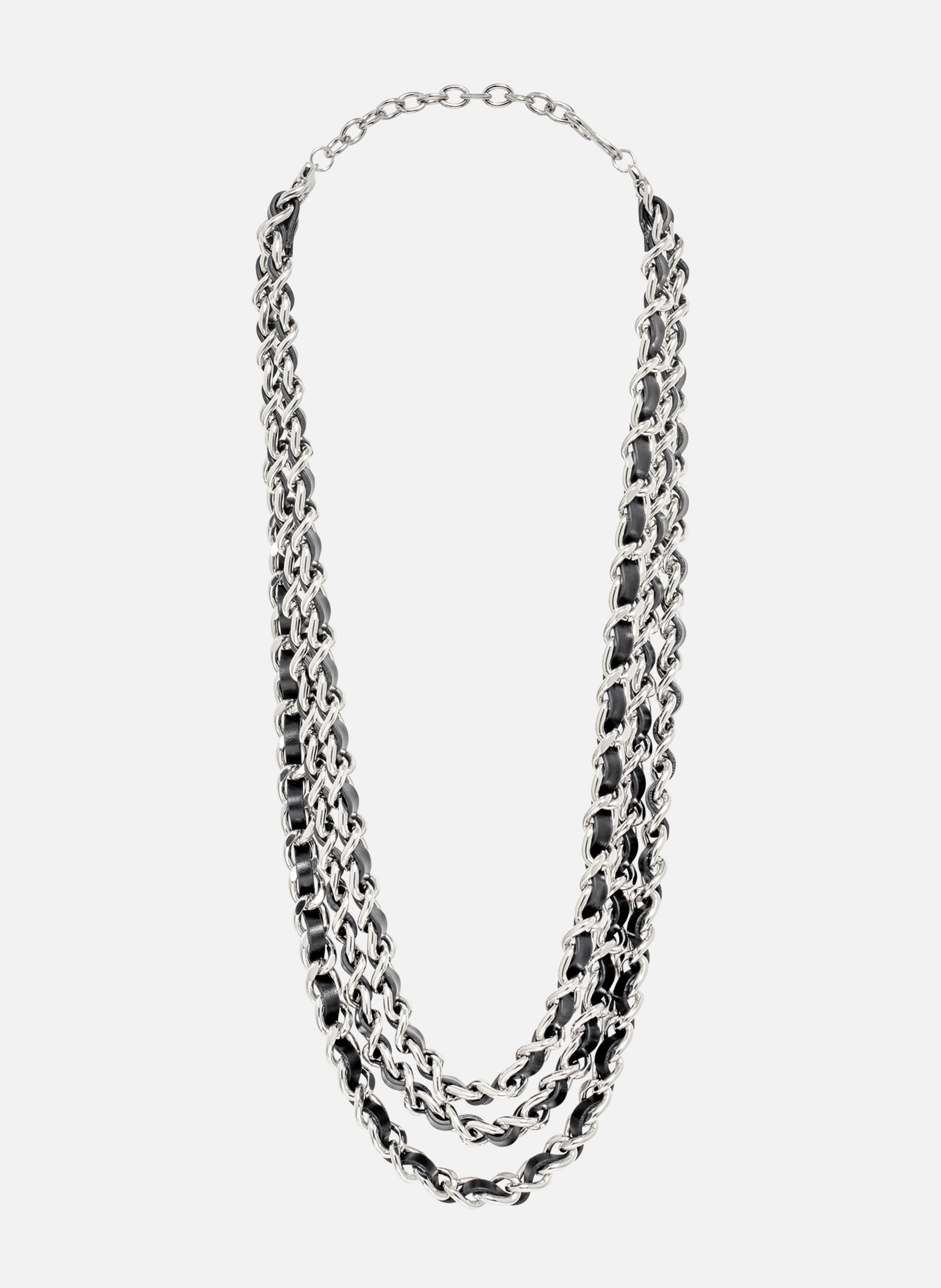 Necklace with leather and chains THE KOOPLES Silver