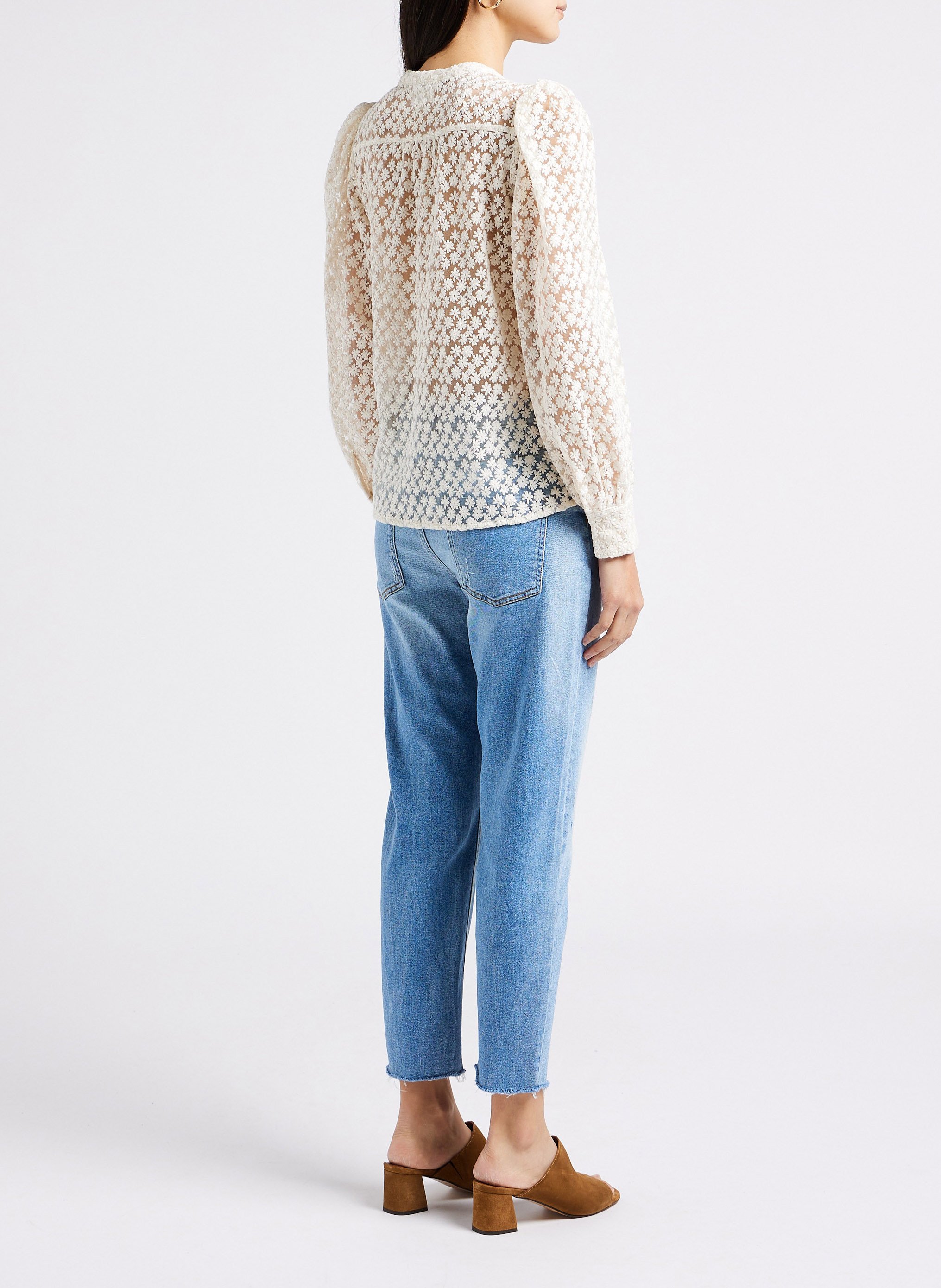 Flower embroidered round-neck blouse MAISON 123 White