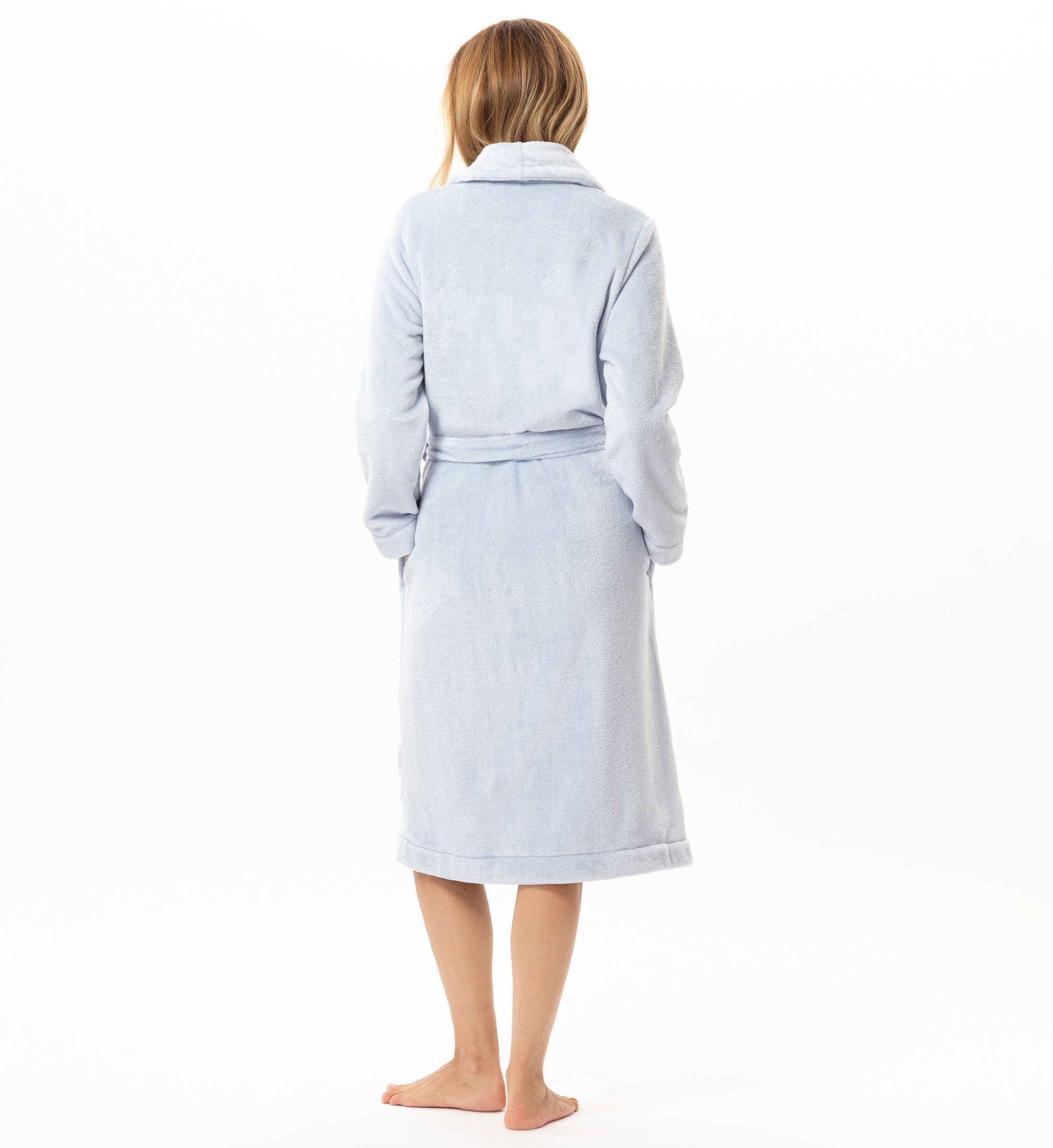 Crossed plush flannel robe LE CHAT Blue