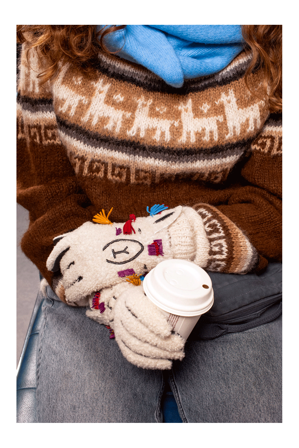 Alpaca-lined leather llama gloves AGNELLE Black