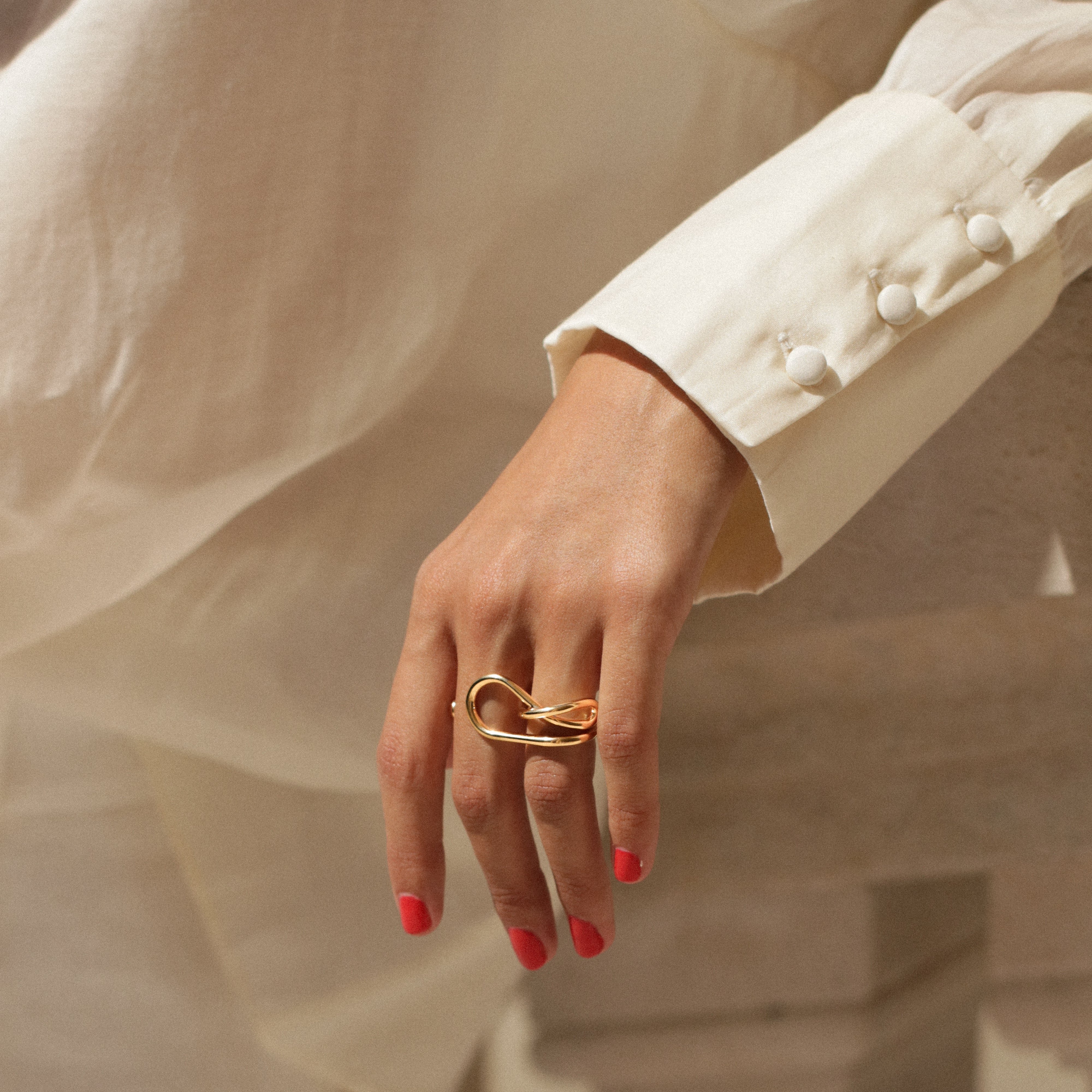 Double ring, recycled silver MAYRENA Golden