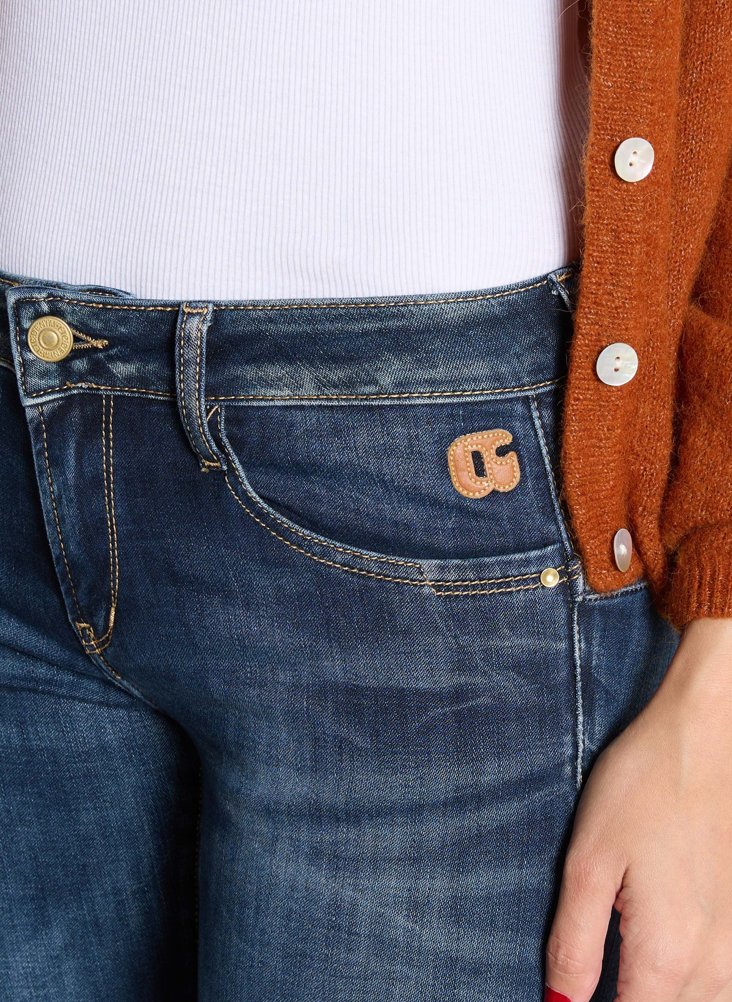 Jean skinny délavé taille basse LE TEMPS DES CERISES Bleu