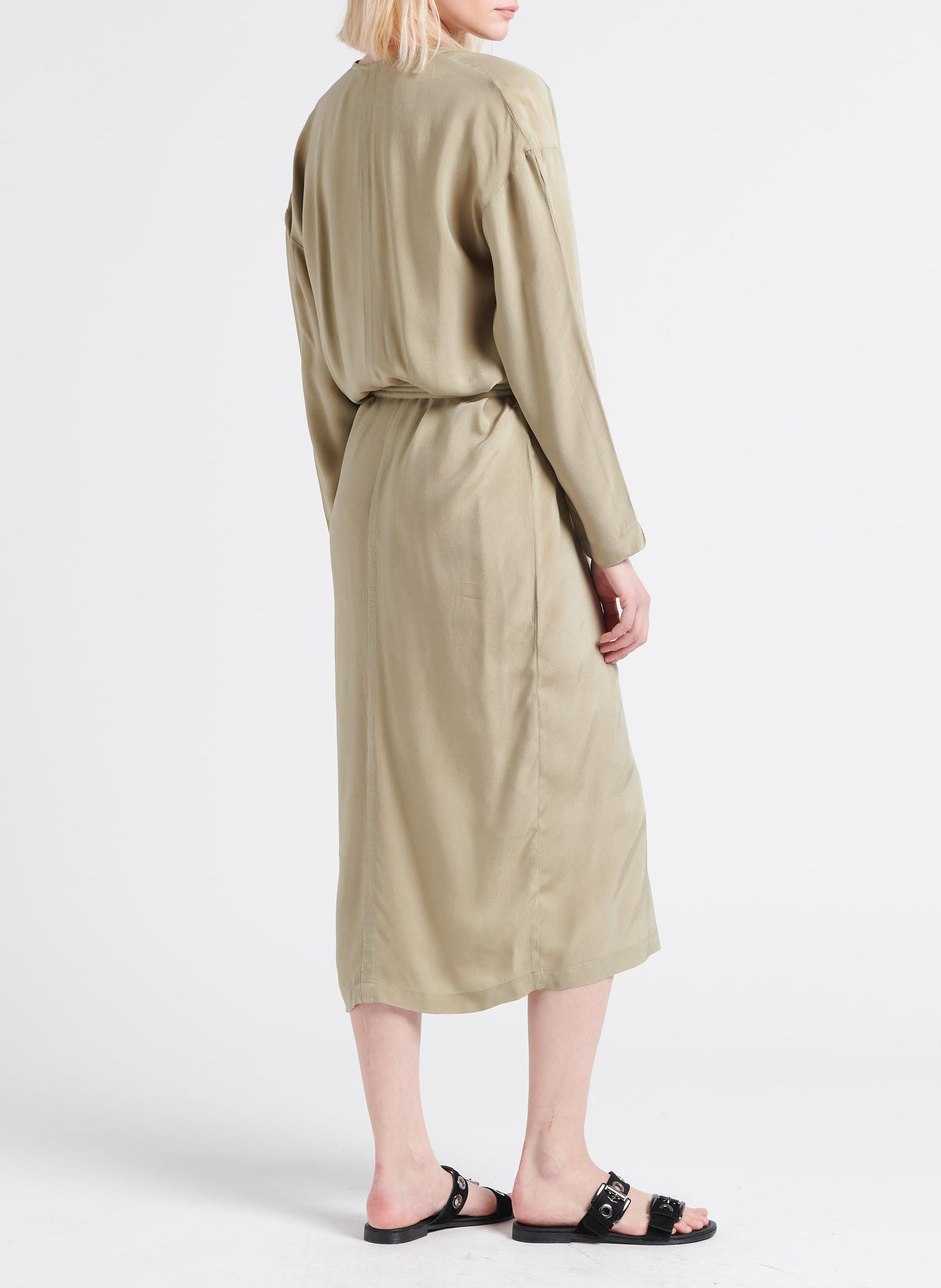 Belted V-neck midi dress HUMANOID Green