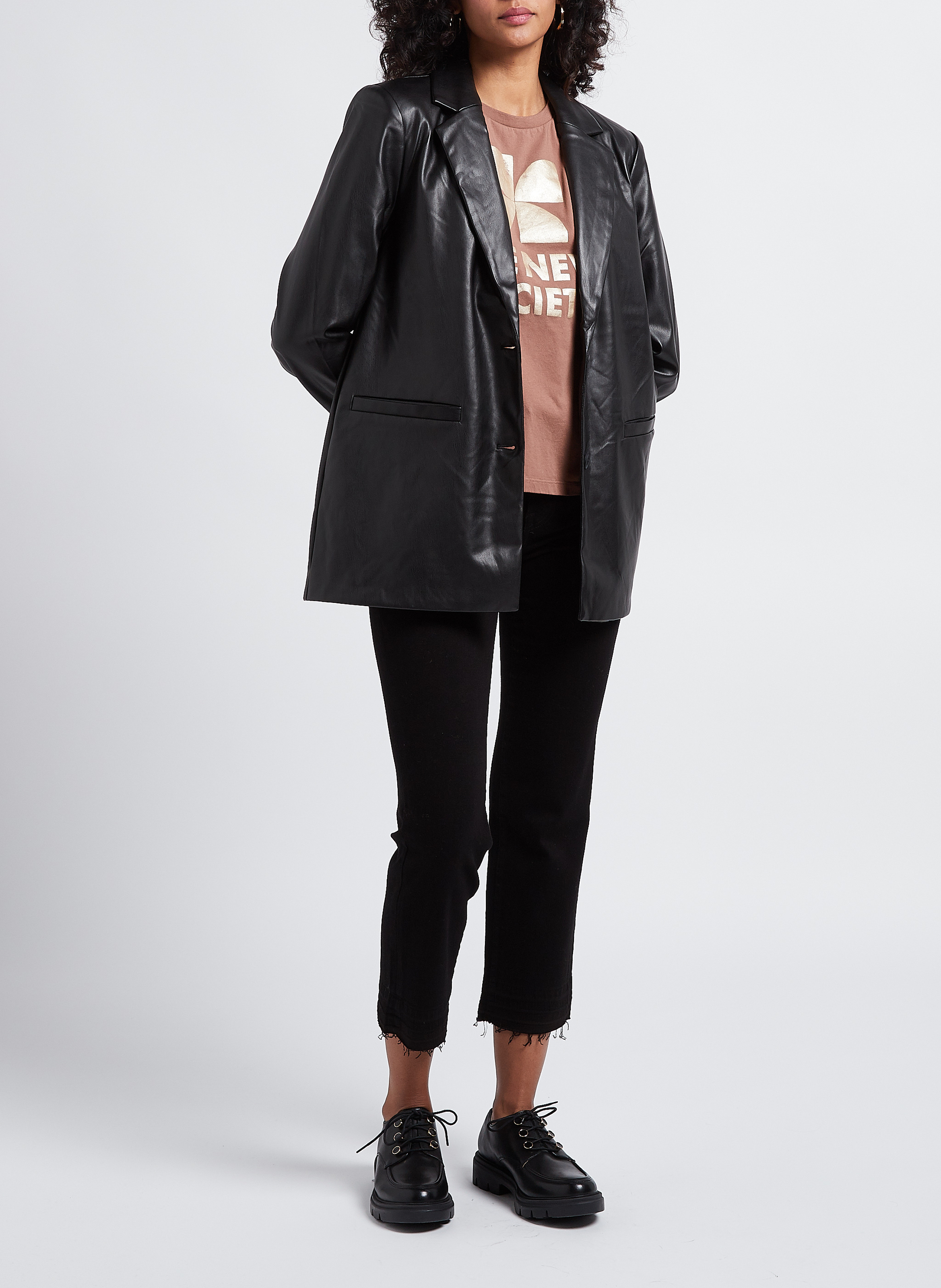 Blazer droit col tailleur  VILA Noir