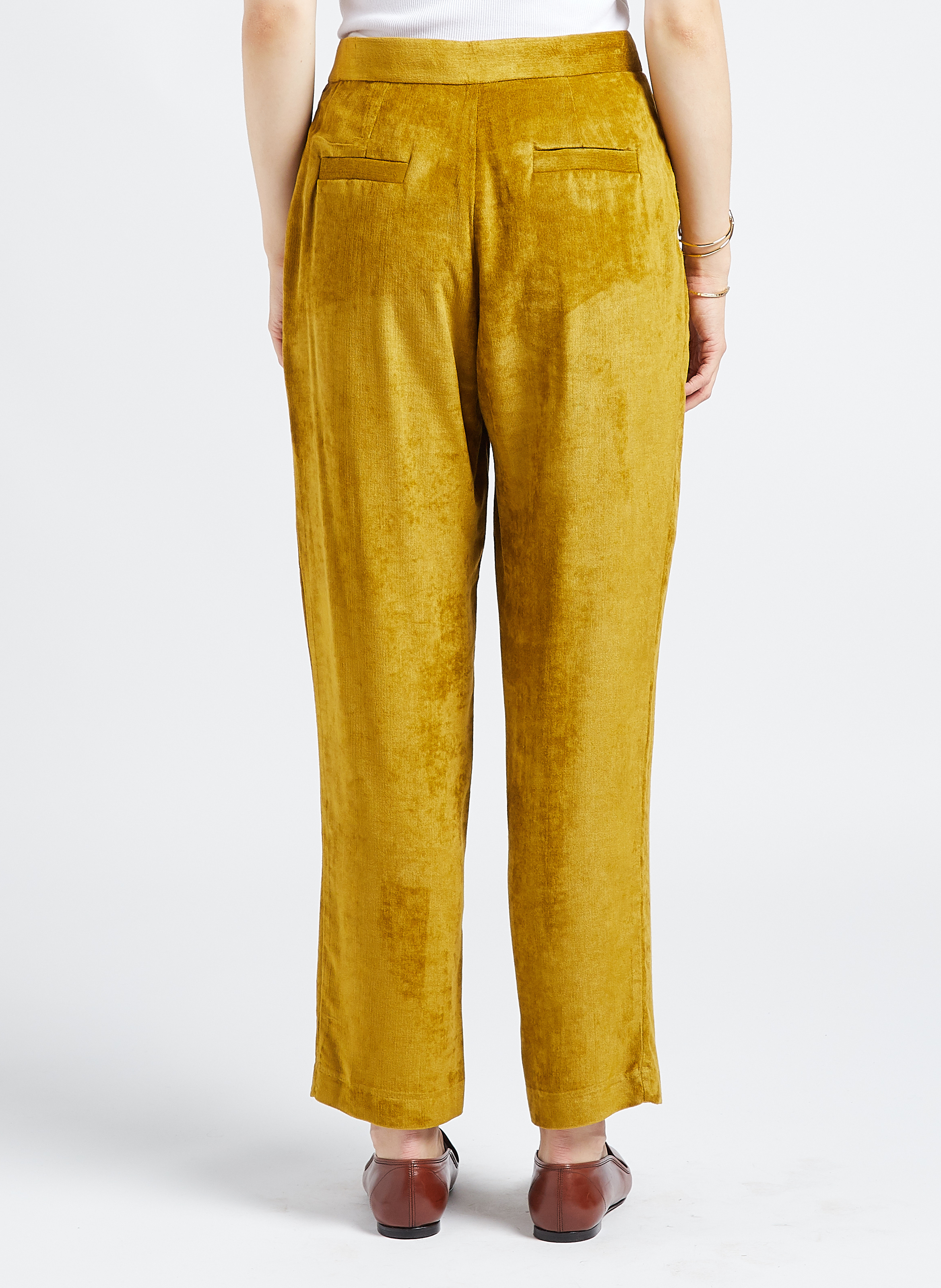 Pantalon fluide en velours côtelé  THE NEW SOCIETY Vert