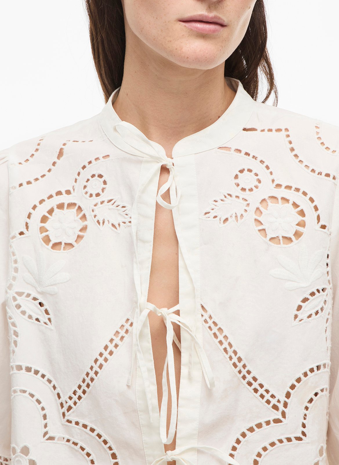 Straight organic cotton mao collar top ROUGE EDIT Beige