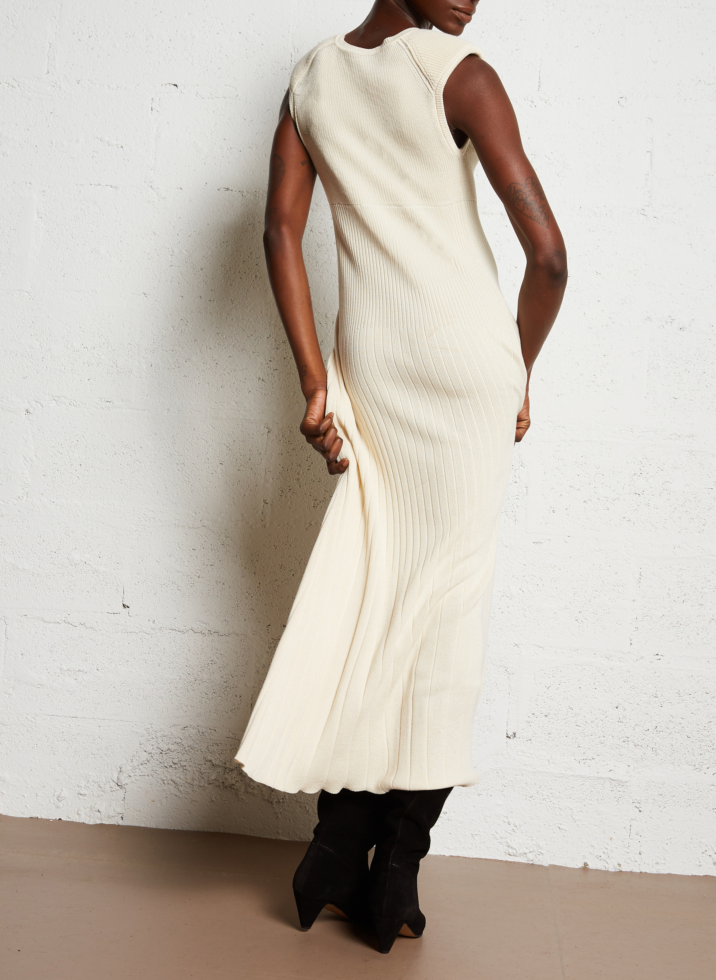 Robe longue droite col rond  BA&SH Beige