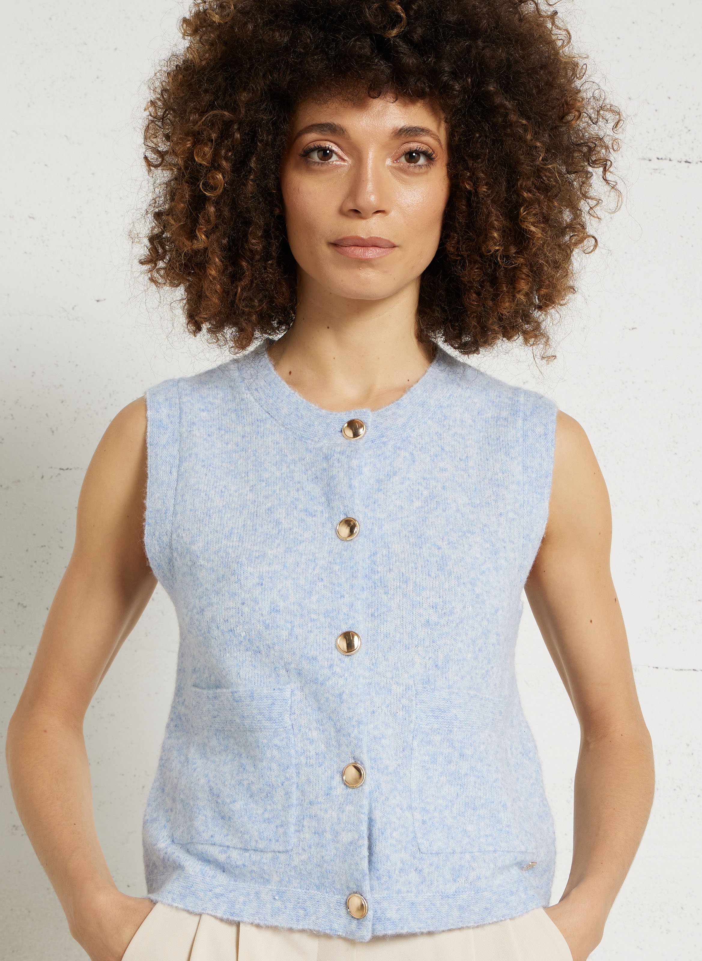 Recht gebreid vest met ronde hals LA PETITE ETOILE Blauw