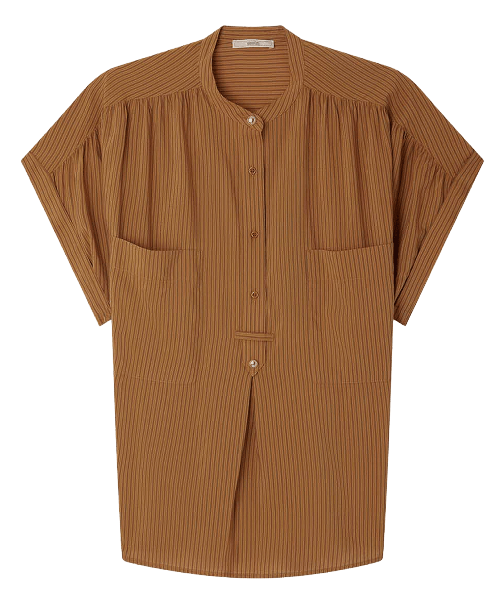 Chemise col rond rayée SESSUN Beige