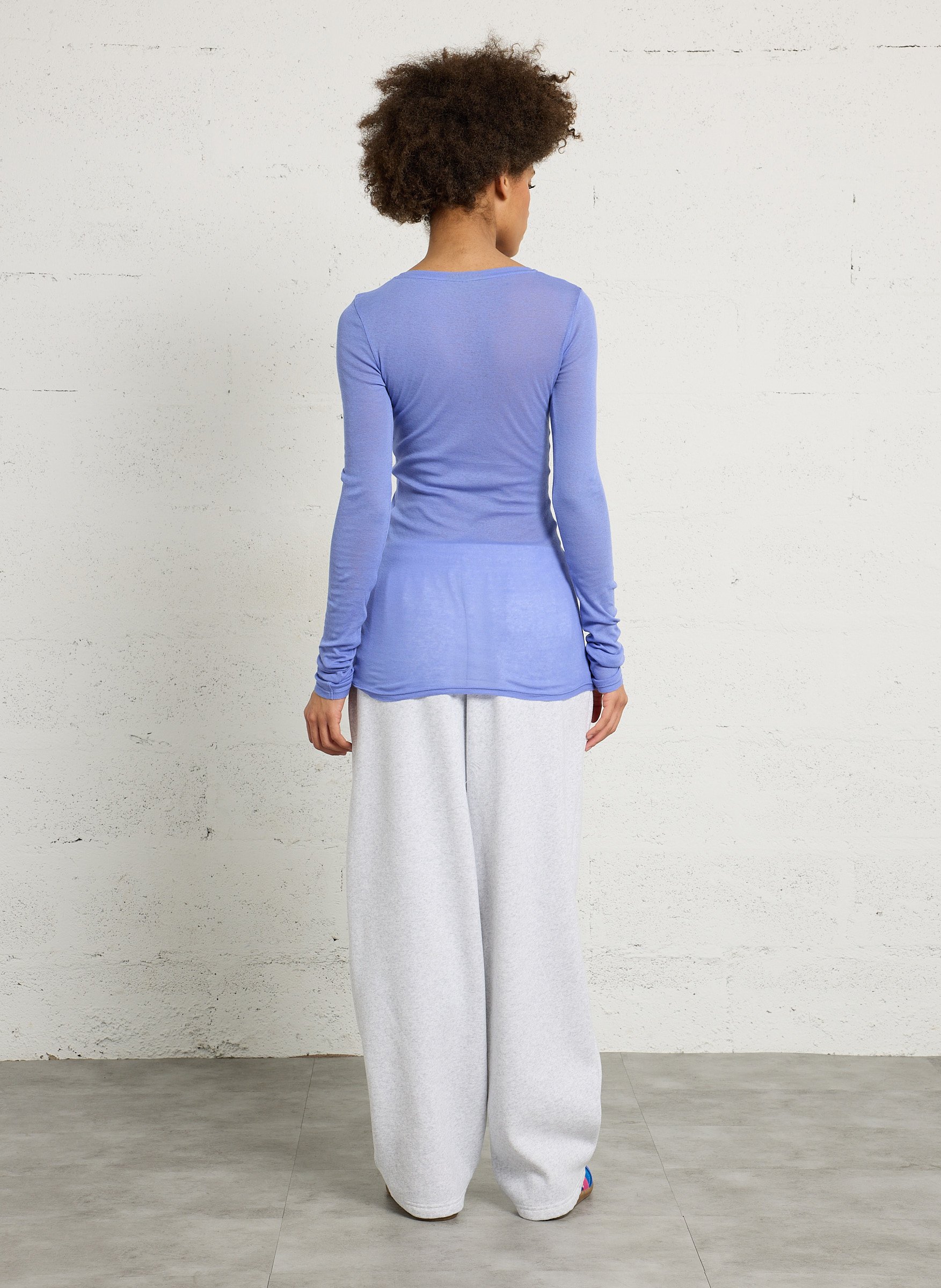 Tee-shirt moulant à col rond en coton AMERICAN VINTAGE Bleu