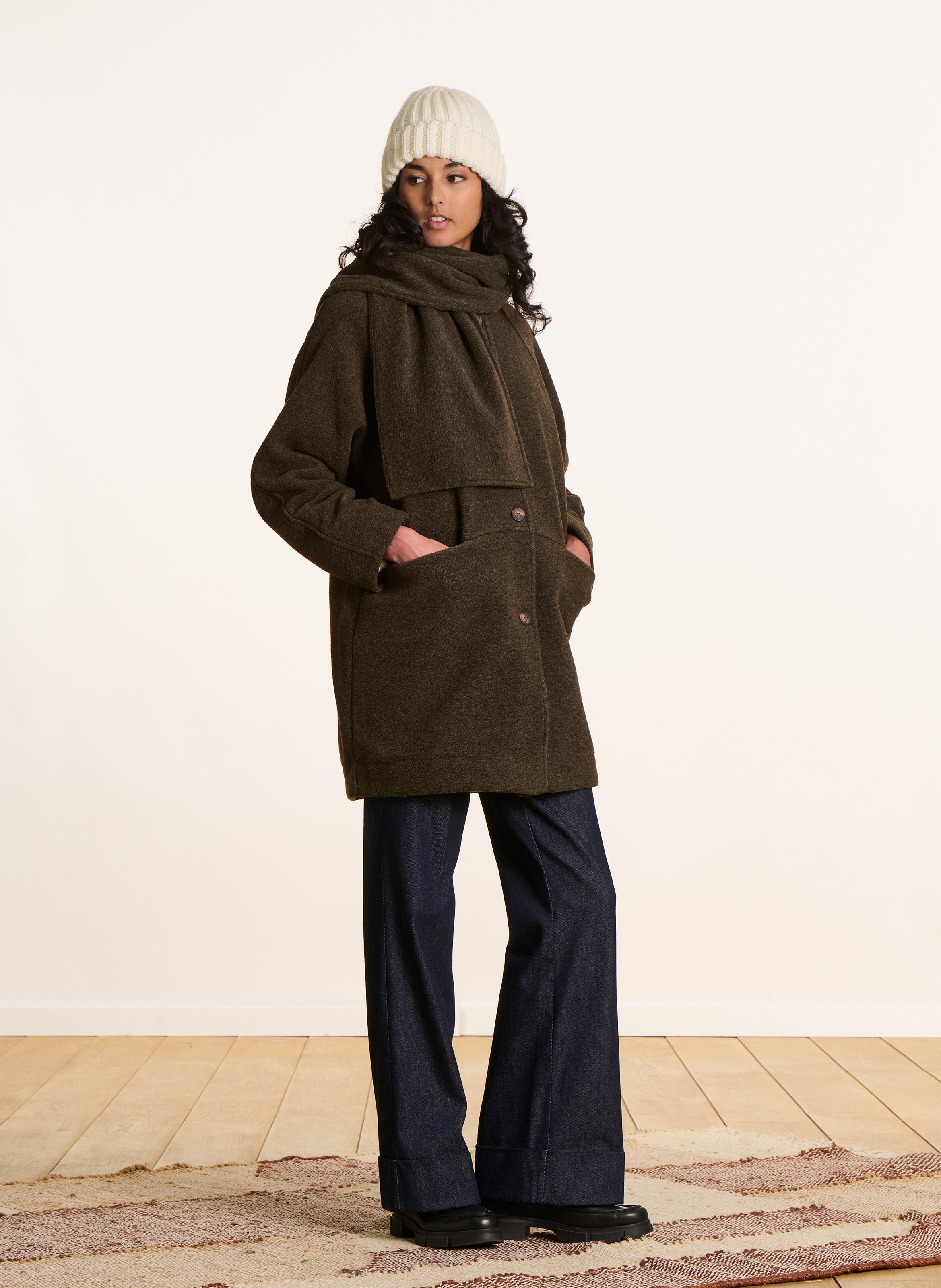Manteau col montant LA FEE MARABOUTEE Marron