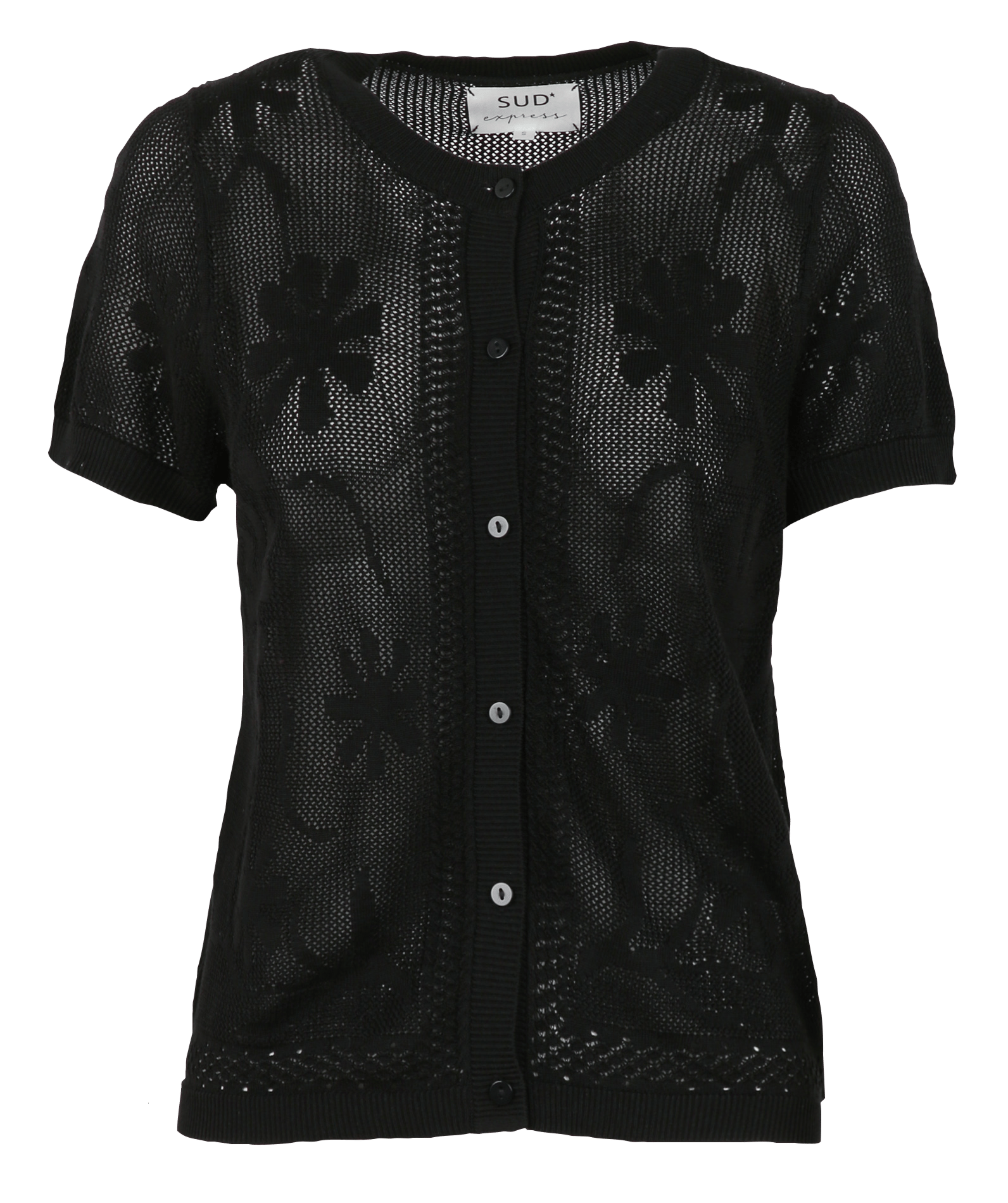 Gerader Cardigan aus Baumwollmischung SUD EXPRESS Schwarz