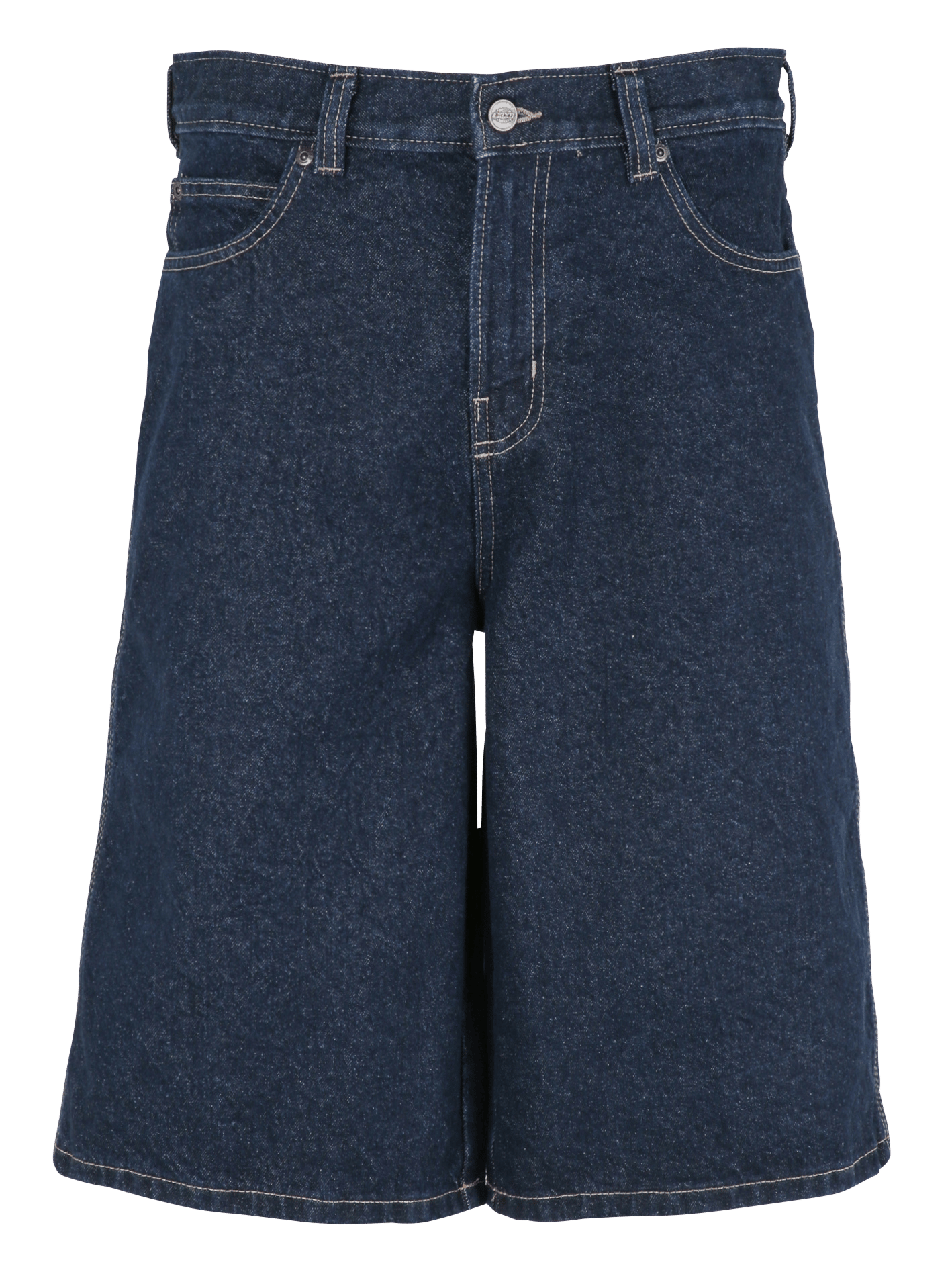 High-waisted raw denim straight shorts DICKIES Blue