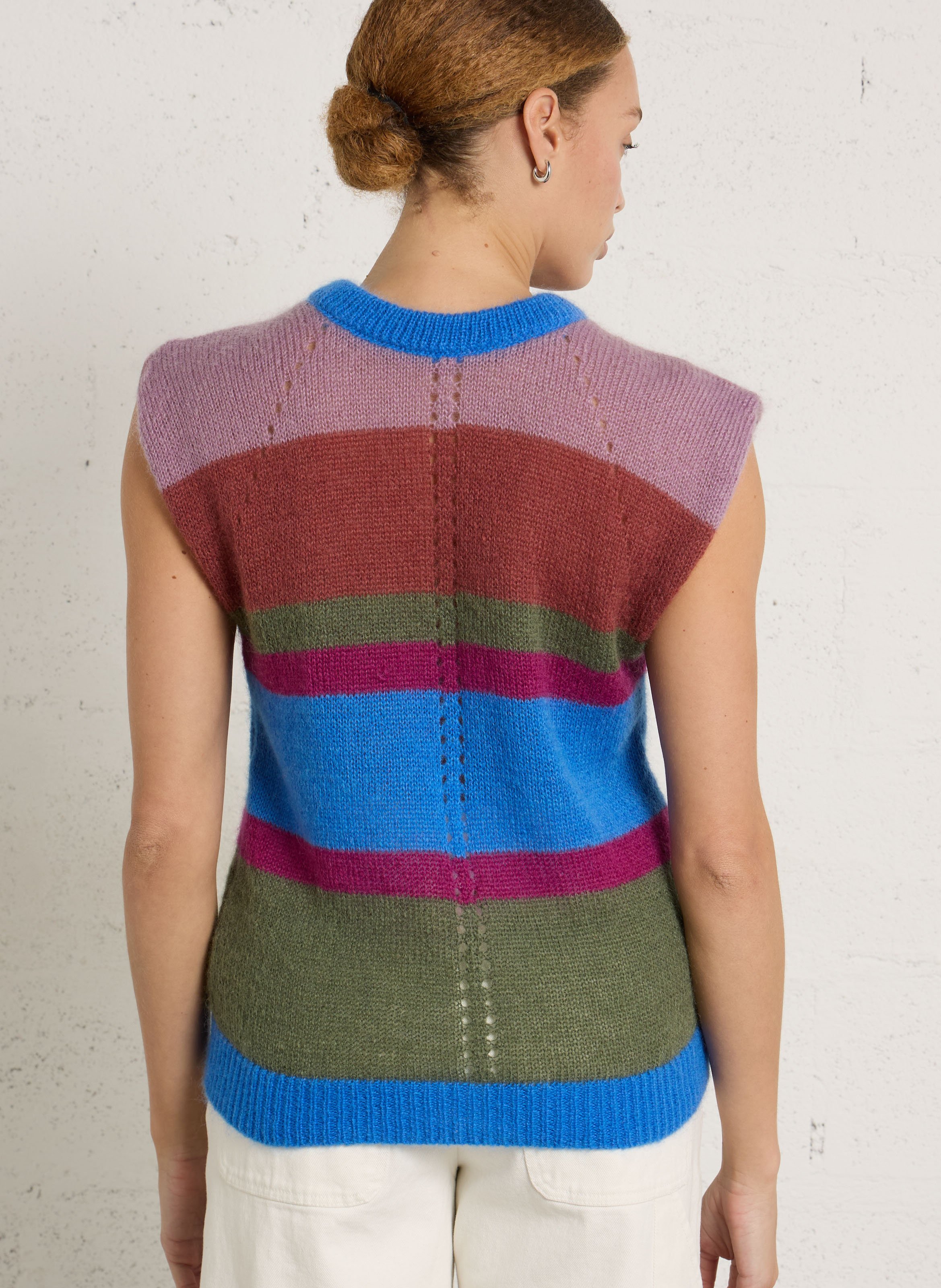 Gilet droit en laine mélangée LEON & HARPER Multicolore