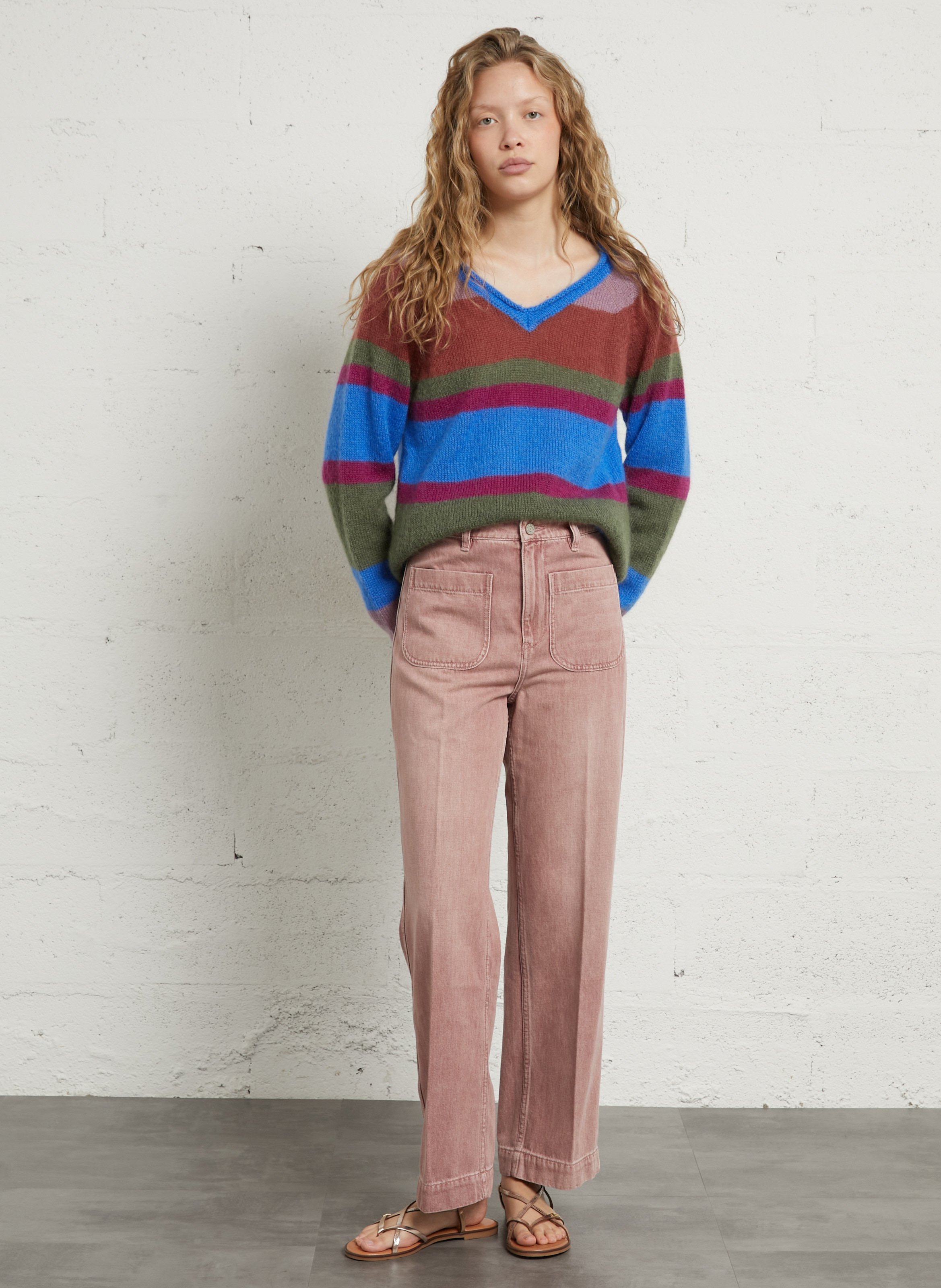 Jean droit en coton LAB DIP Rose