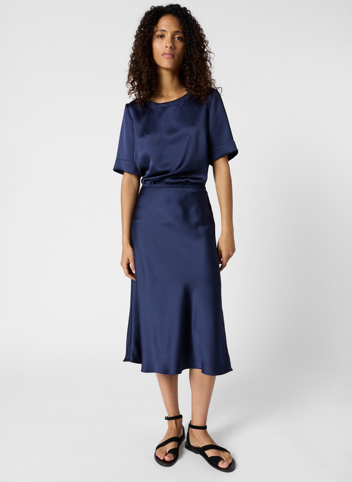 Jupe midi satinée GERARD DAREL Bleu