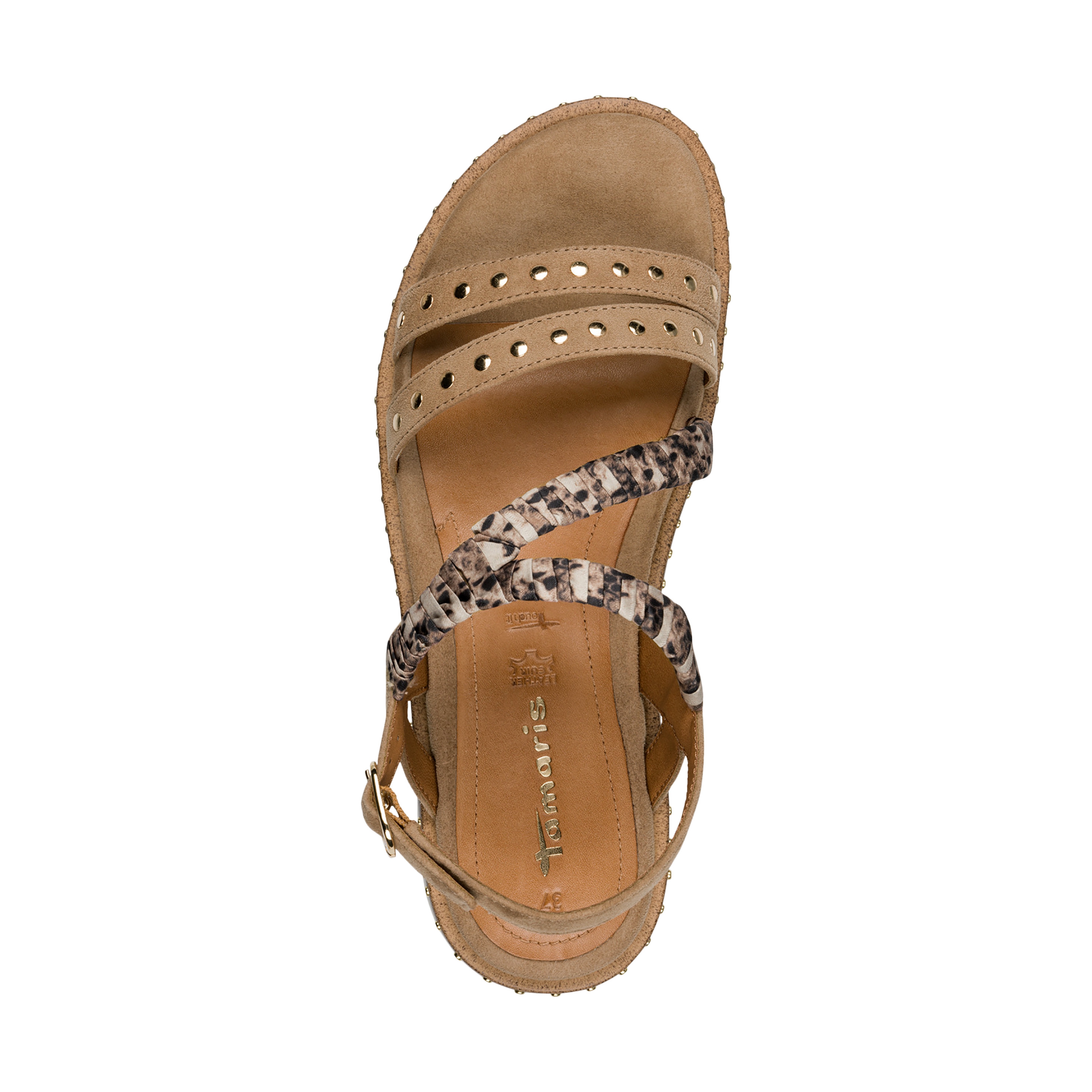 Wedge leather sandals TAMARIS Beige