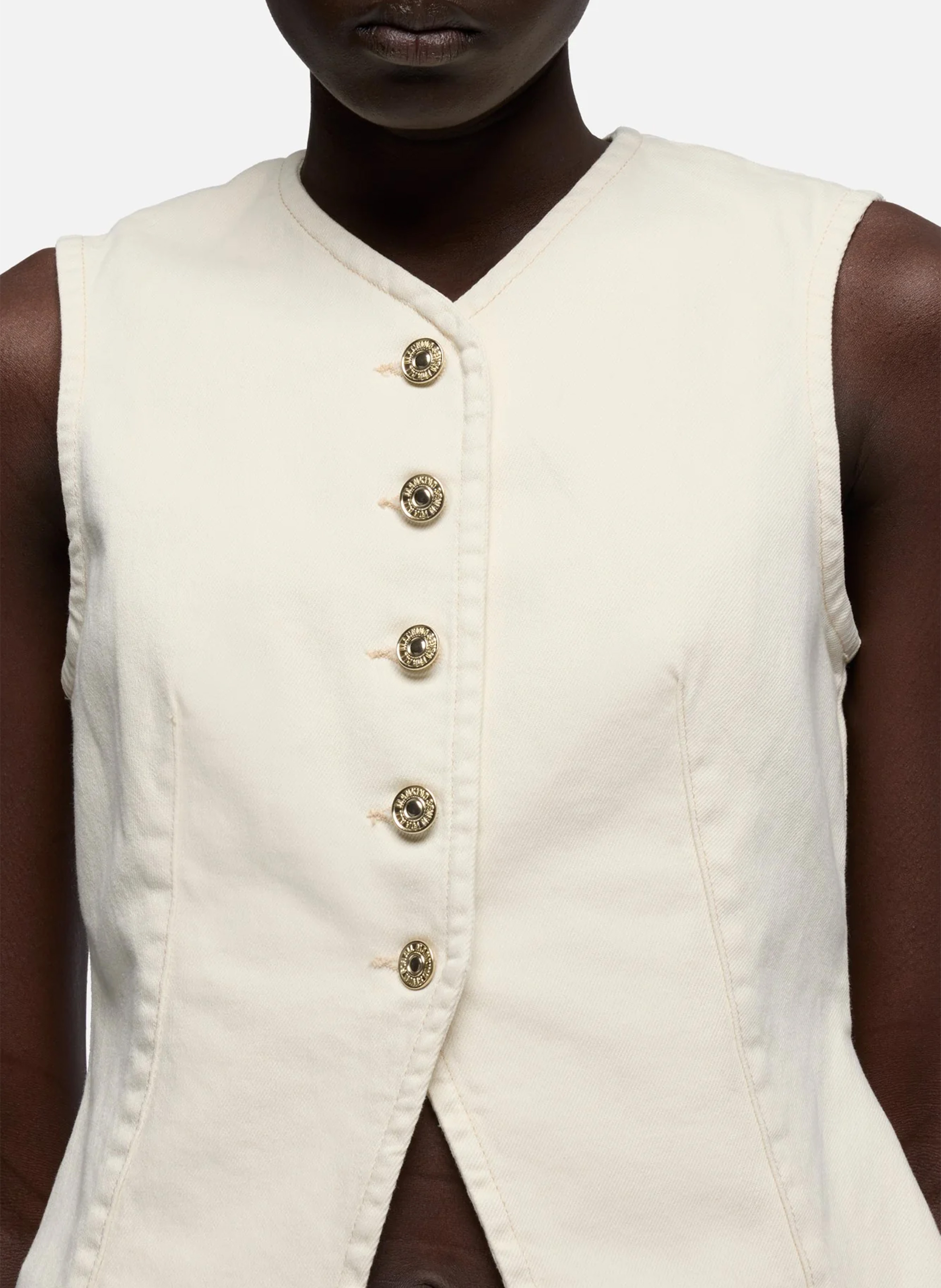 Top boutonné en coton col v 7 FOR ALL MANKIND White