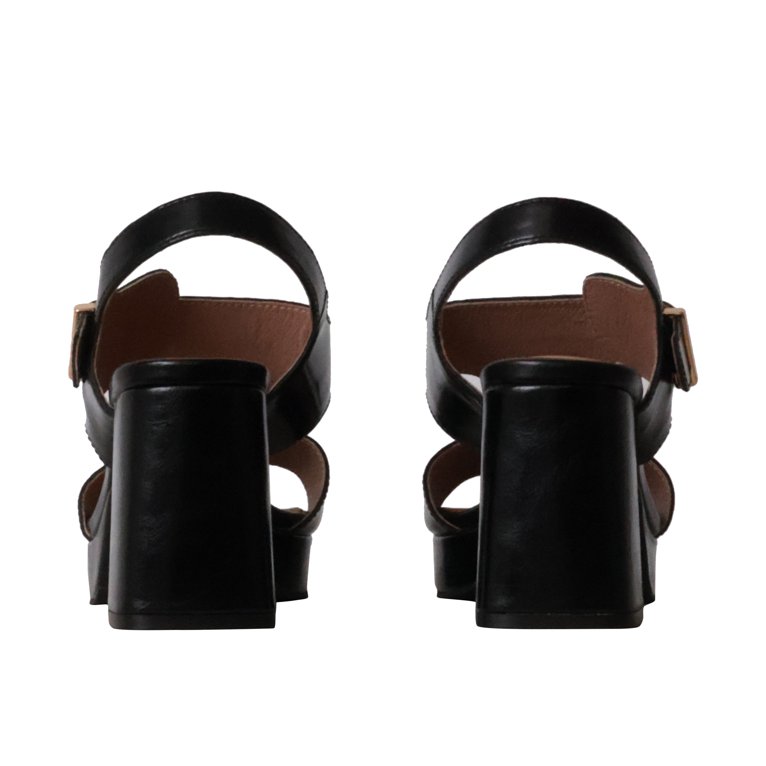 Courtney leather sandals with heel EMILIE KARSTON Black