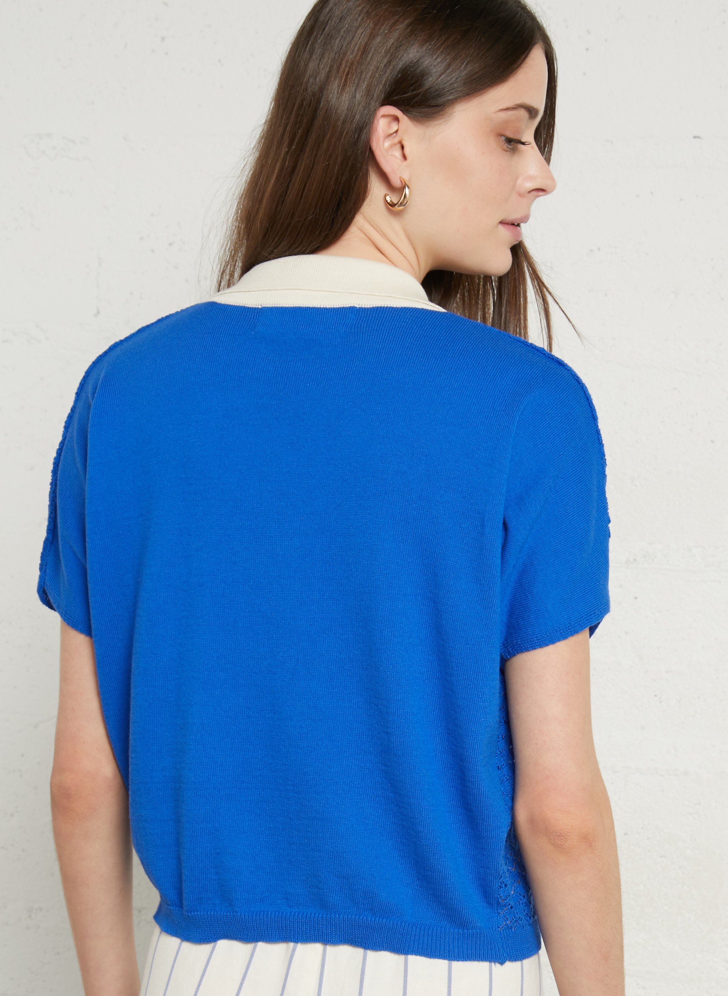 Cropped cotton polo shirt TINSELS Blue