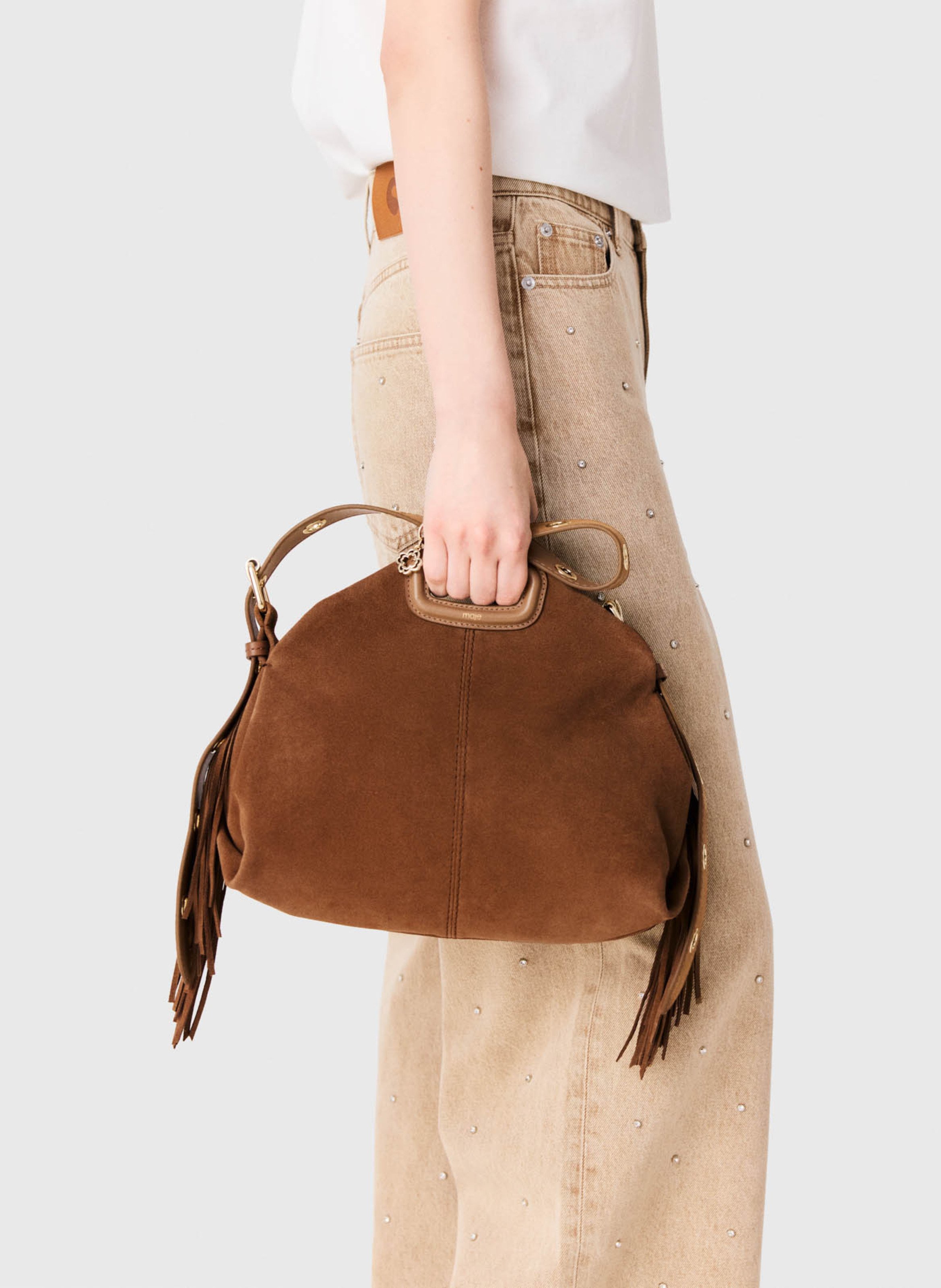 Leren clutch MAJE Beige