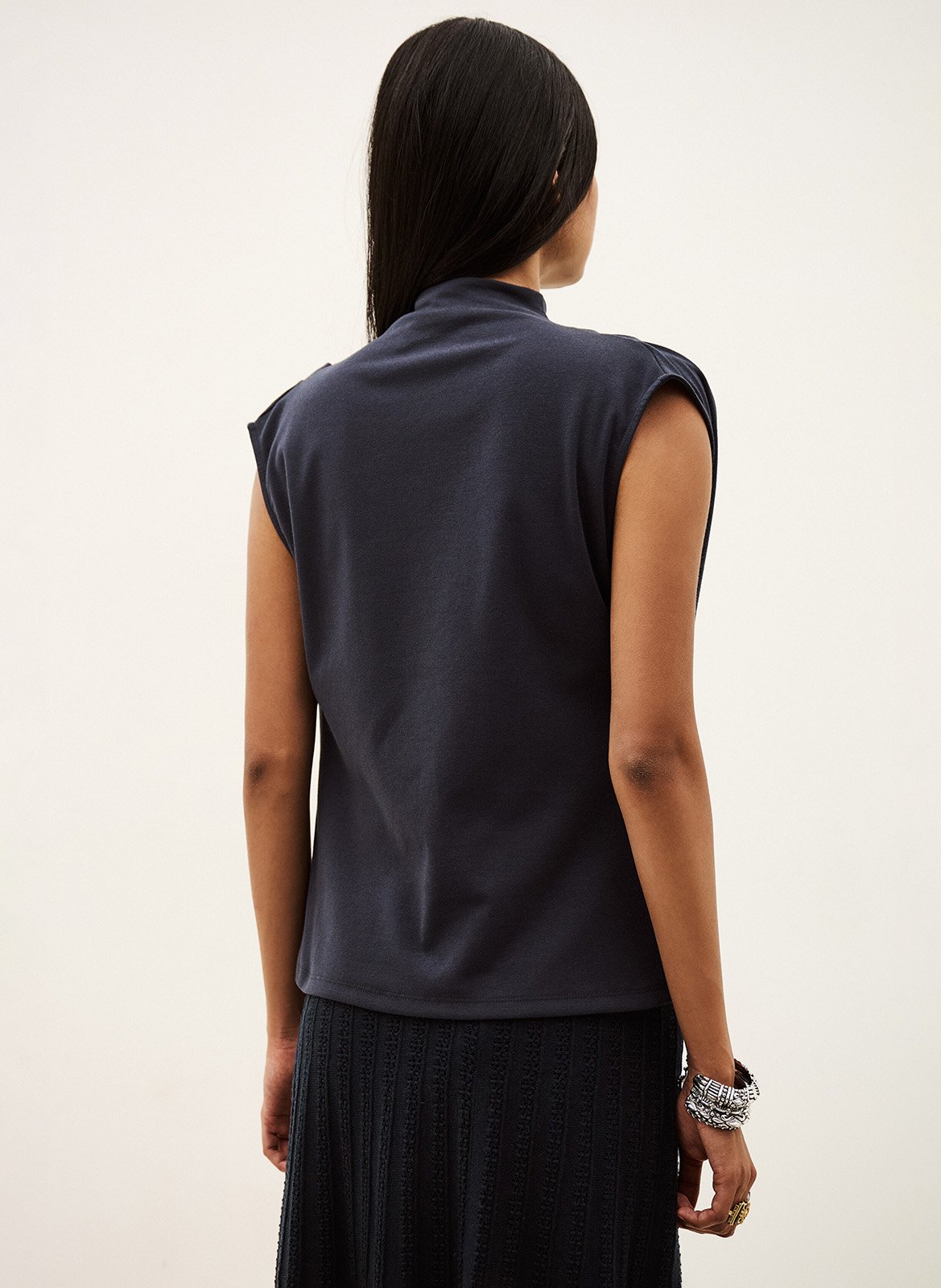 Mouwloze top met plooien | Blauw BA&SH Dames